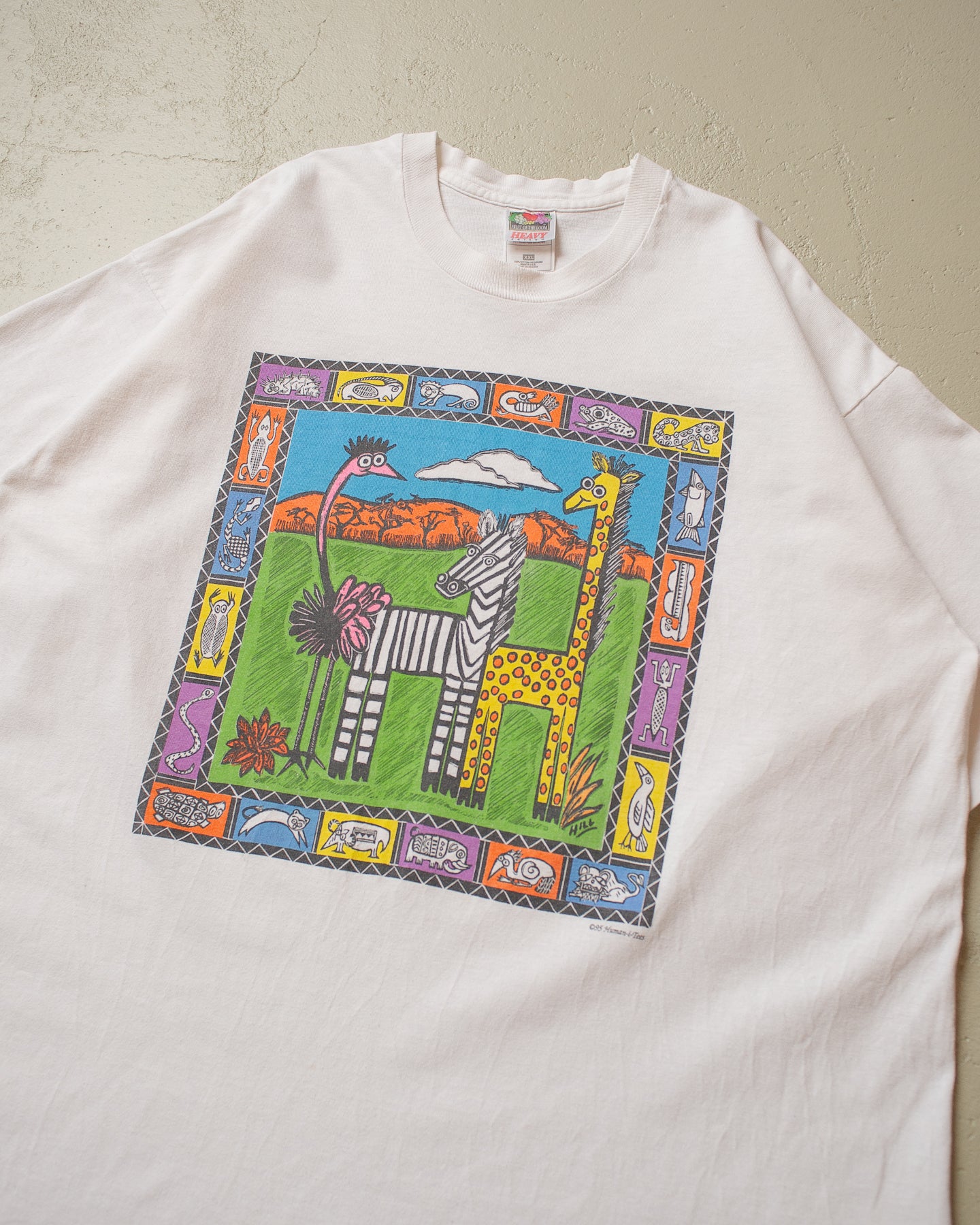 1995 Human-i-Tees Animal Art T-shirt white - XXL