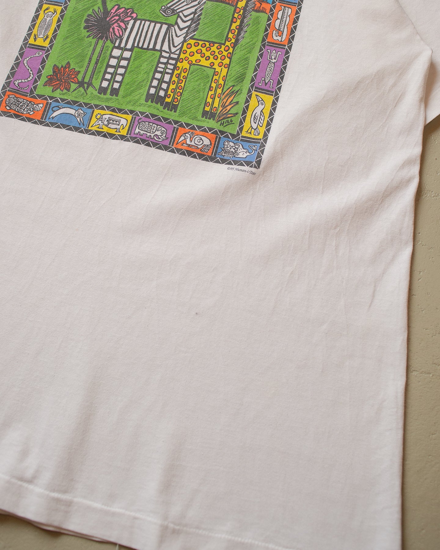 1995 Human-i-Tees Animal Art T-shirt white - XXL