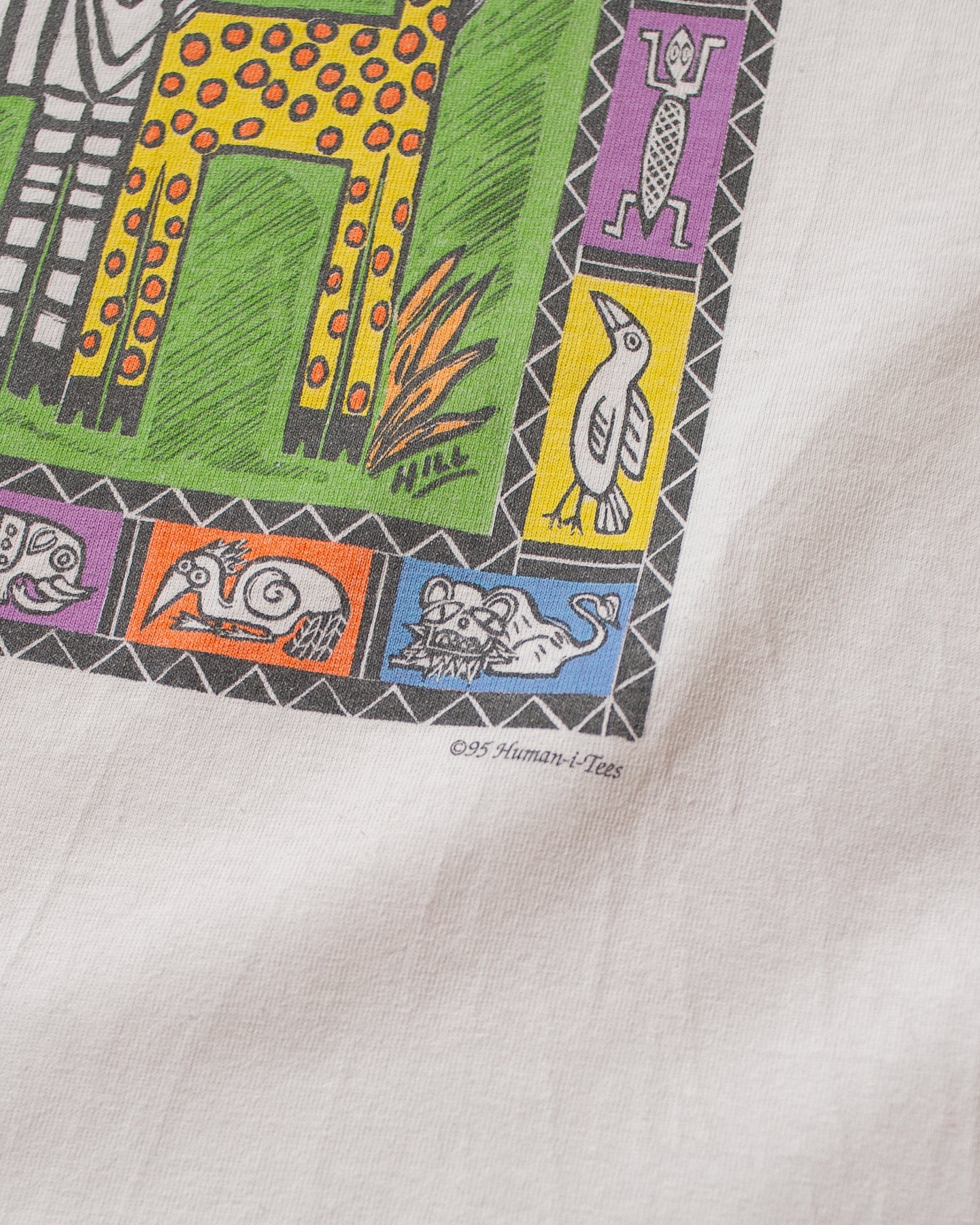 1995 Human-i-Tees Animal Art T-shirt white - XXL