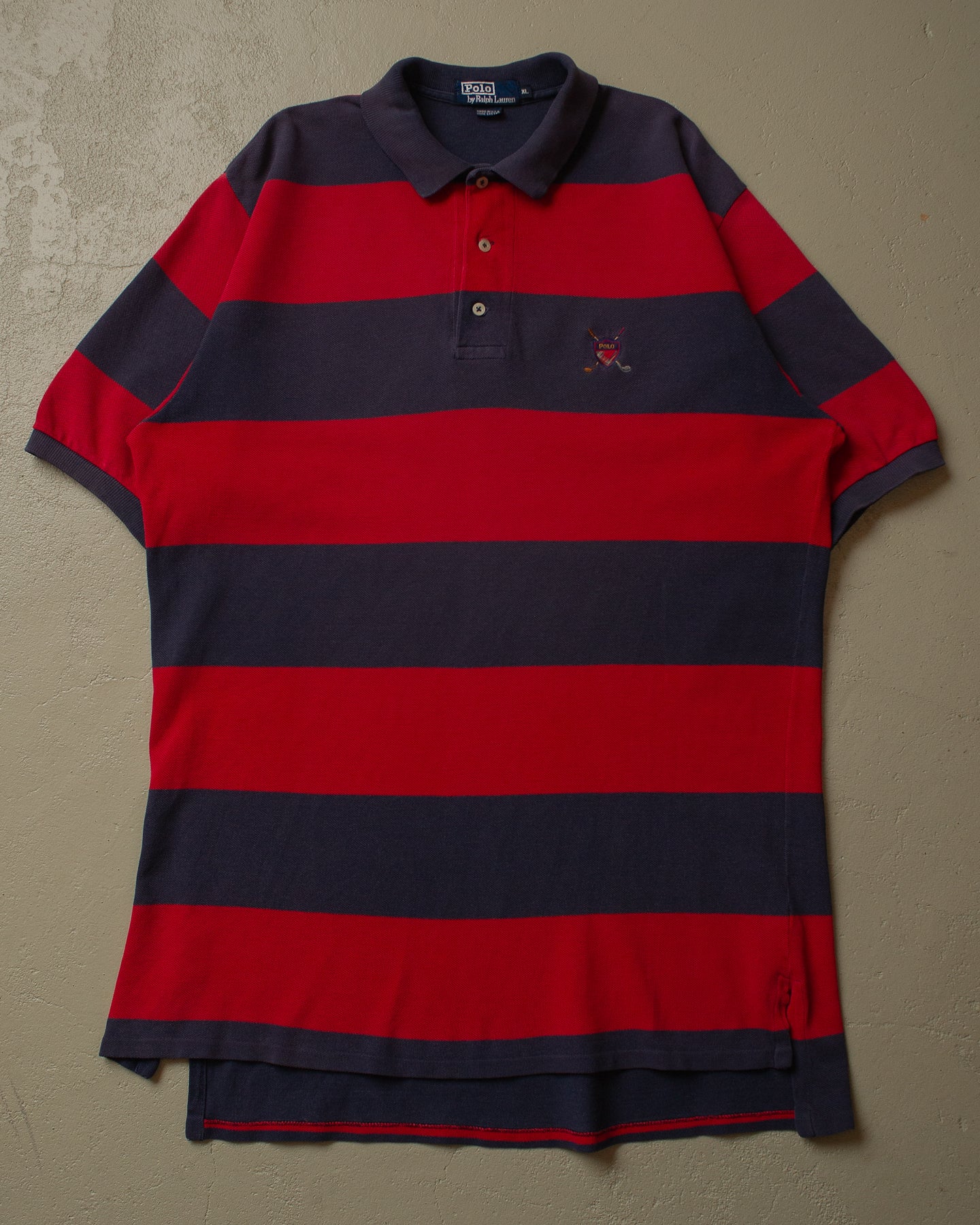 90s Polo Ralph Lauren striped Polo Shirt navyblue/red XL/XXL