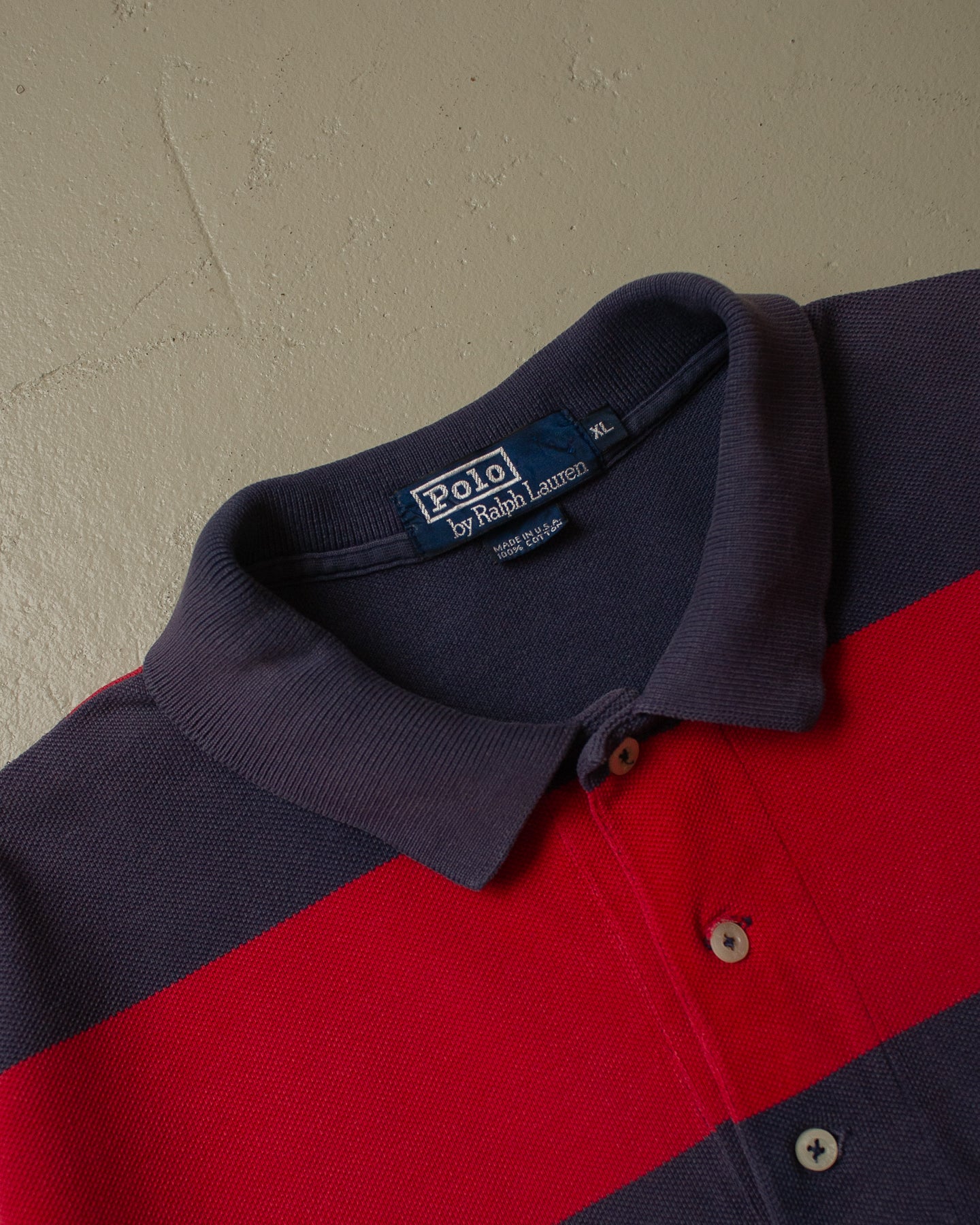 90s Polo Ralph Lauren striped Polo Shirt navyblue/red - XL/XXL