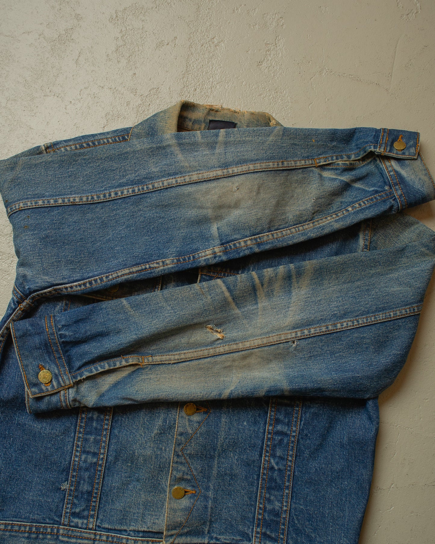1980s Brittania Faded Denim Jacket blue - M/L