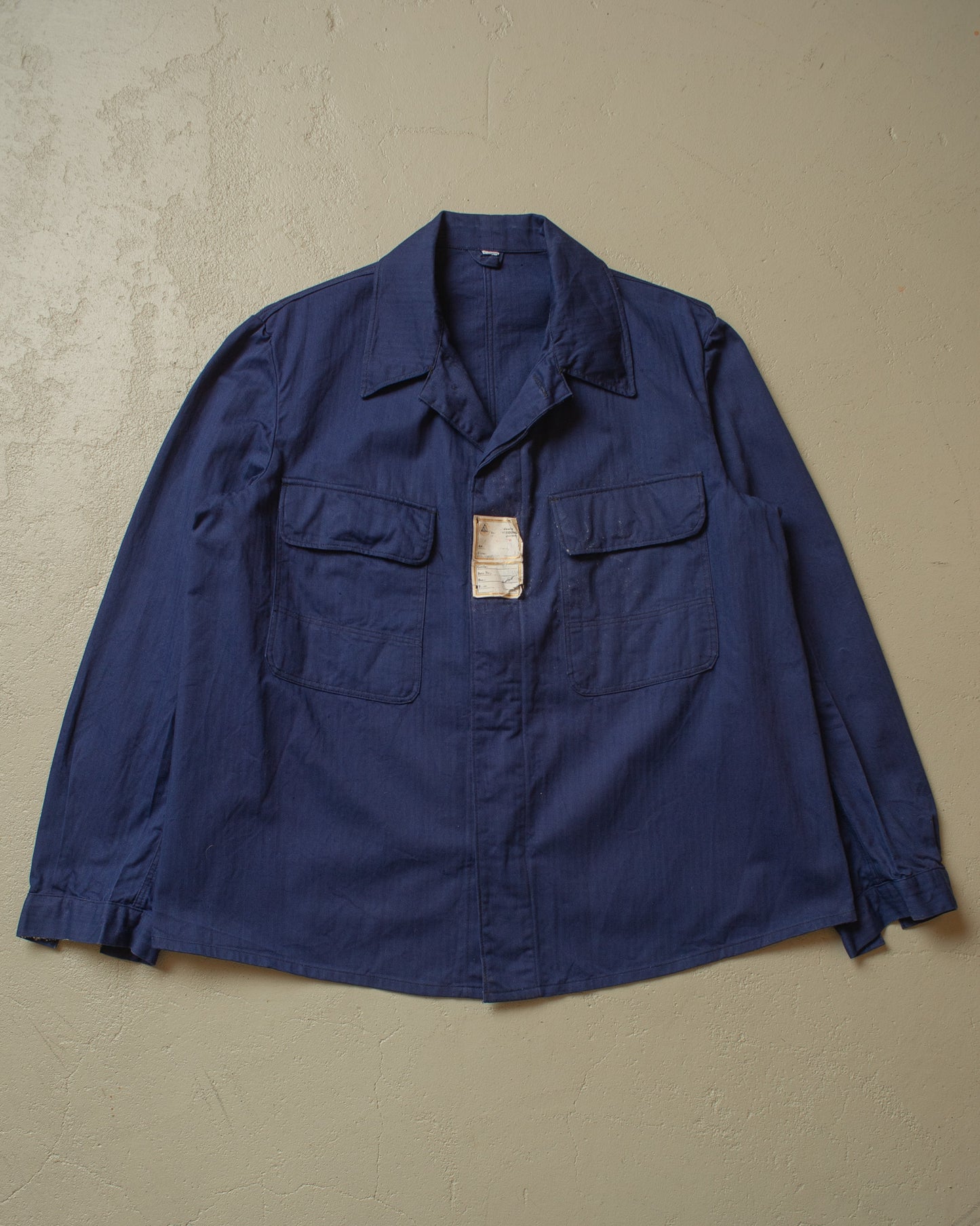 1960s/70s unworn 2 Pocket Work Shirt navyblue - XL/XXL