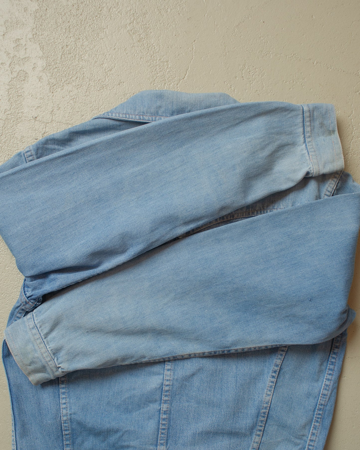 1980s Womens Fade Out Embroidered Denim Jacket blue - M/L