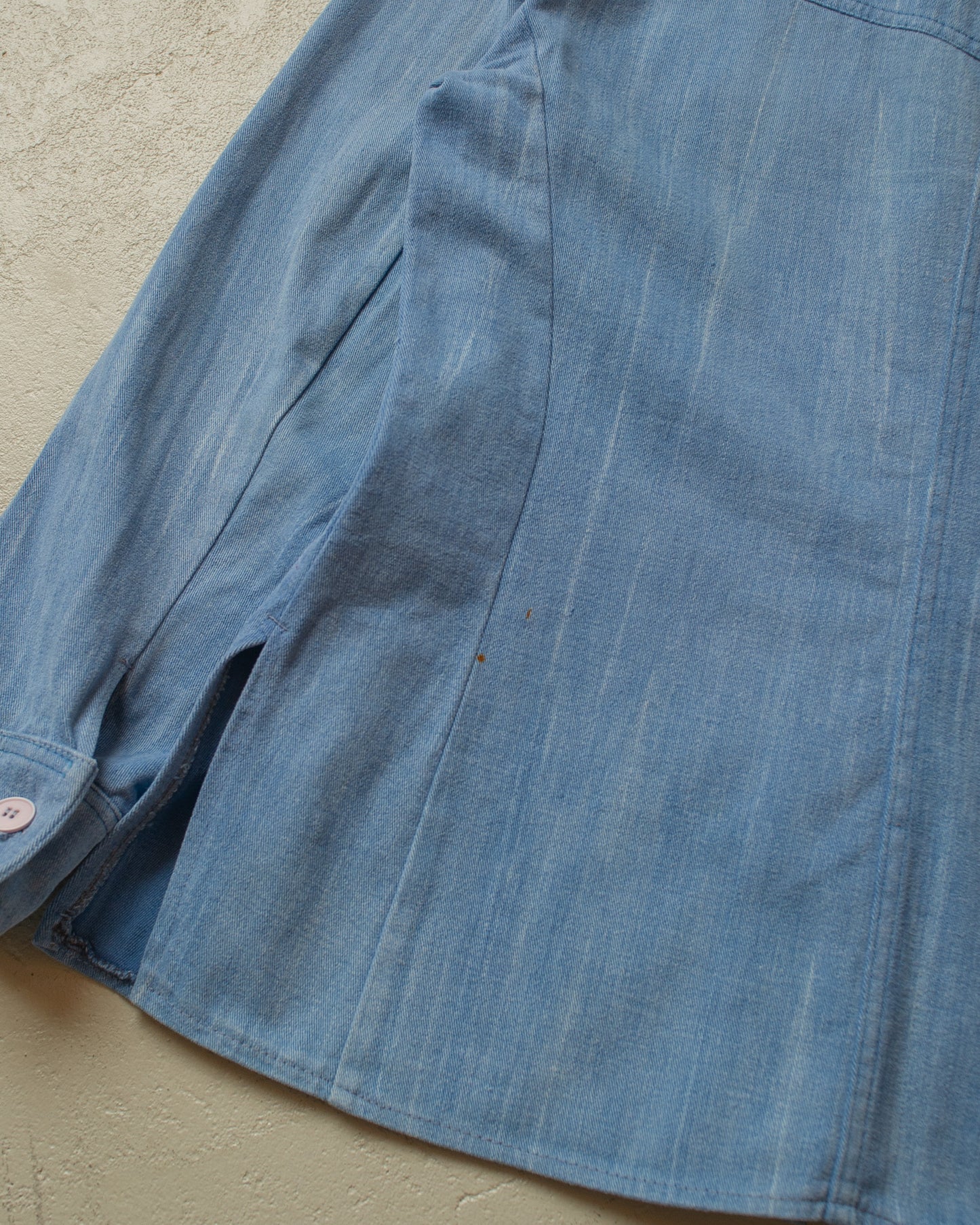 1970s Wescott Embroidered Denim Shirt Jacket blue - L