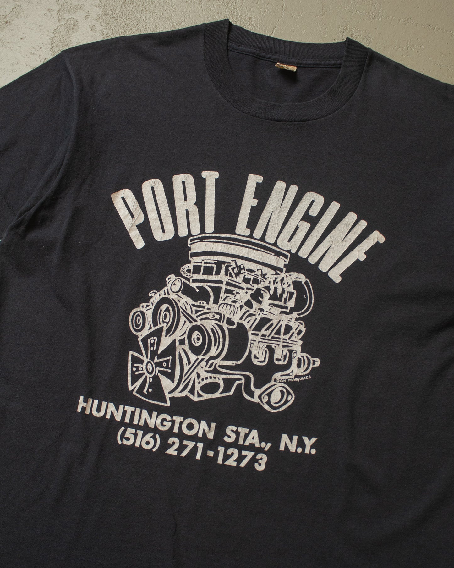 1980s Port Engine Biker T-shirt black - M/L