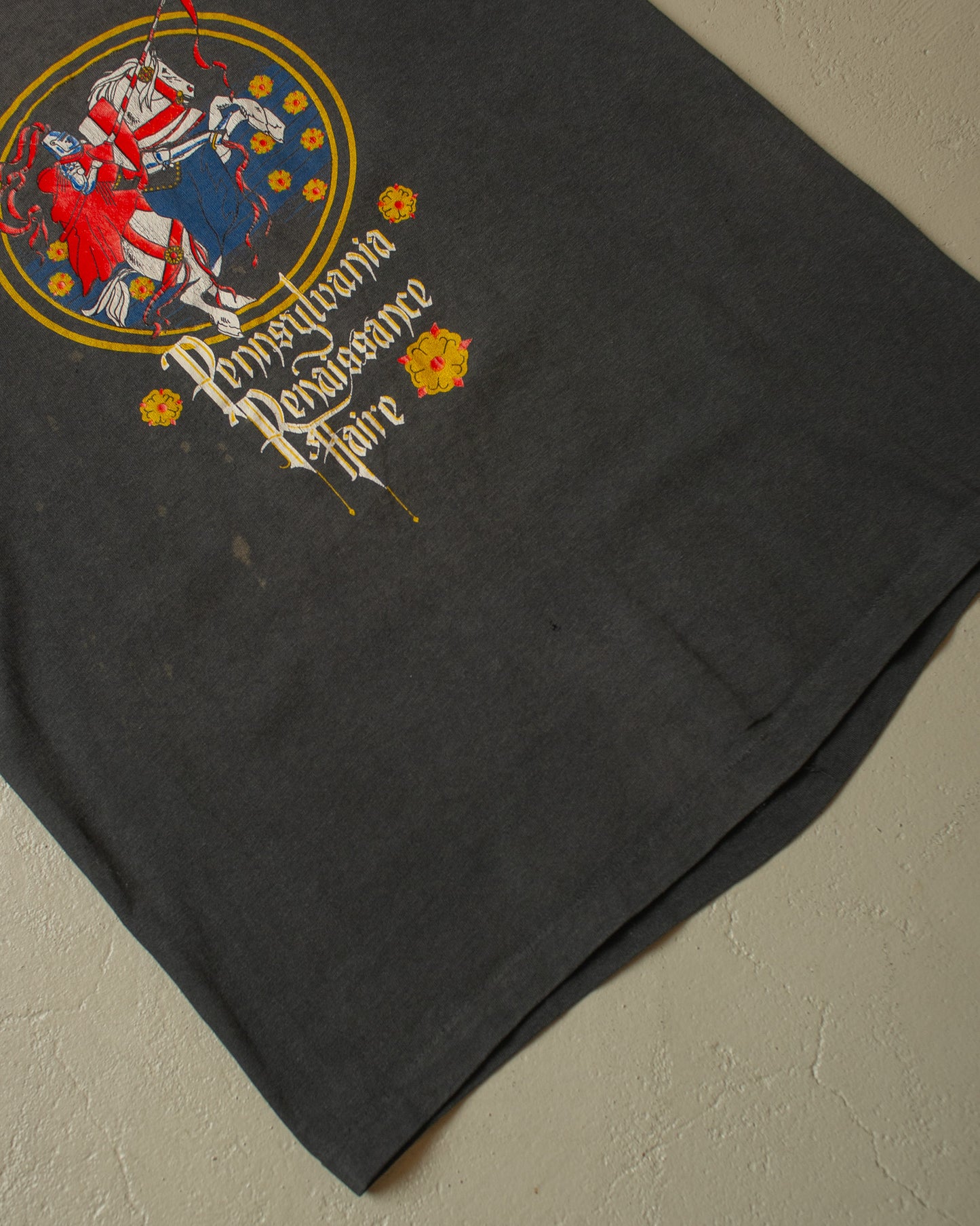 1980s Pennsylvania Renaissance Fair T-shirt faded black - S/M