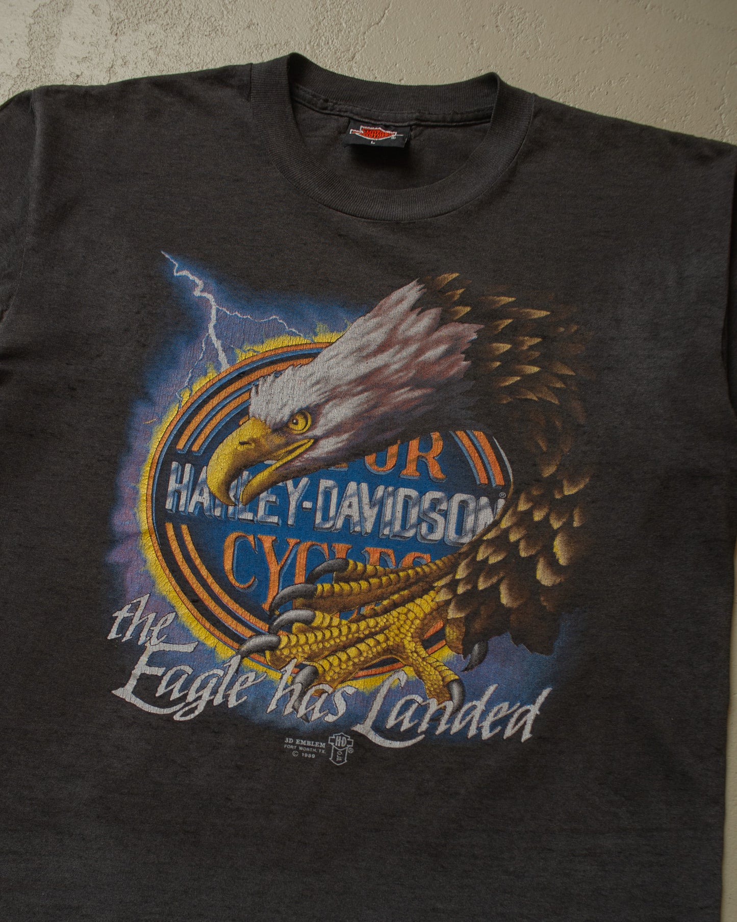 1988 Harley Davidson "the Eagle has landed" 3D Emblem T-shirt - M/L