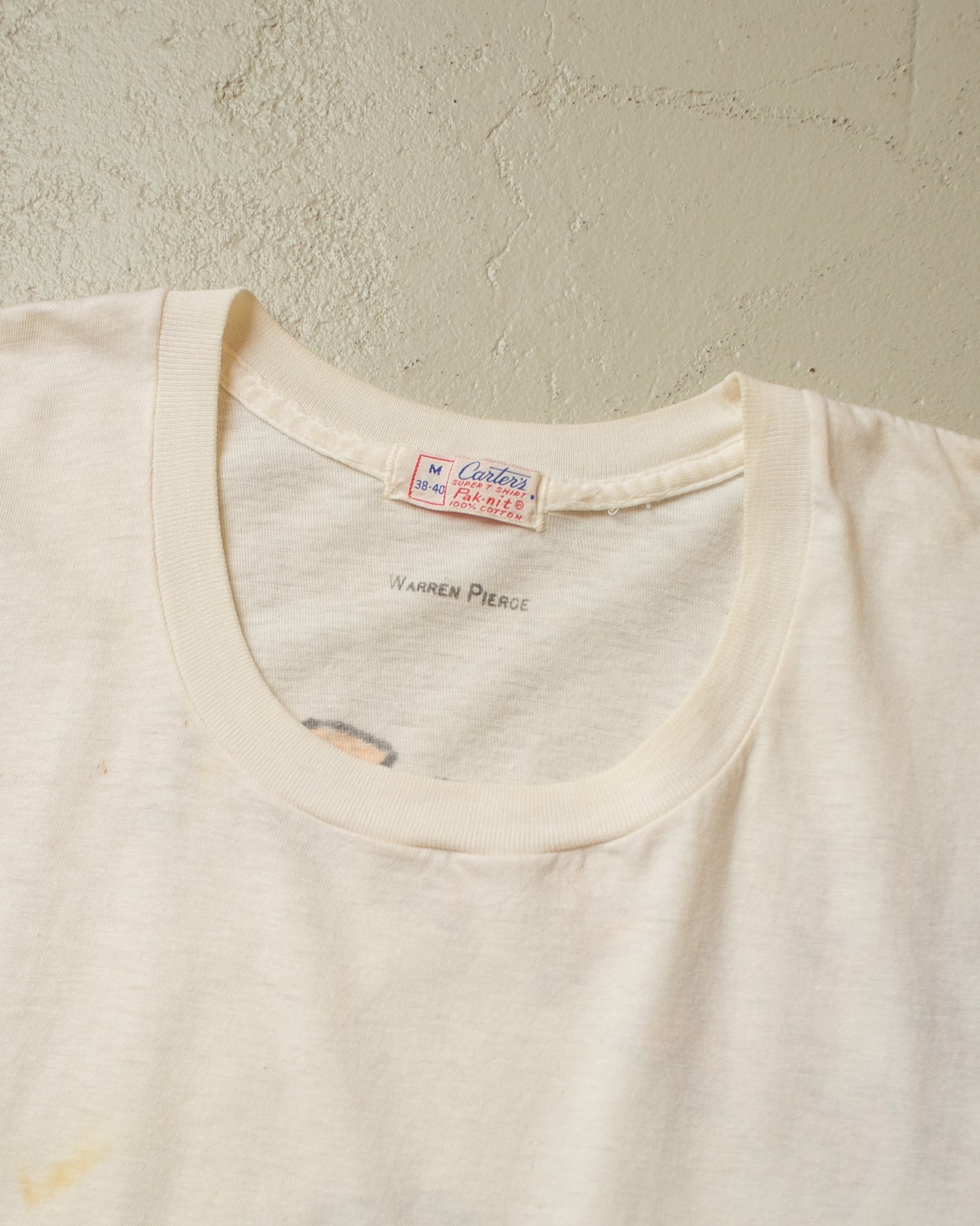 1950s/60s Handpainted unworn Thayer Frat T-shirt white - M
