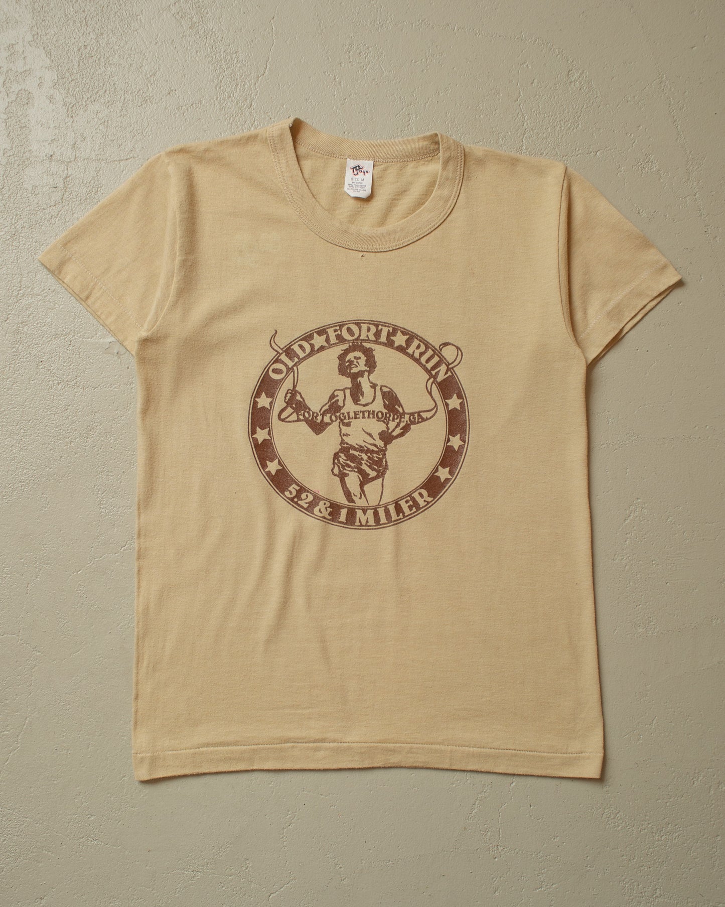 1980s Womens Old Fort Run Baby T-shirt beige - XS/S