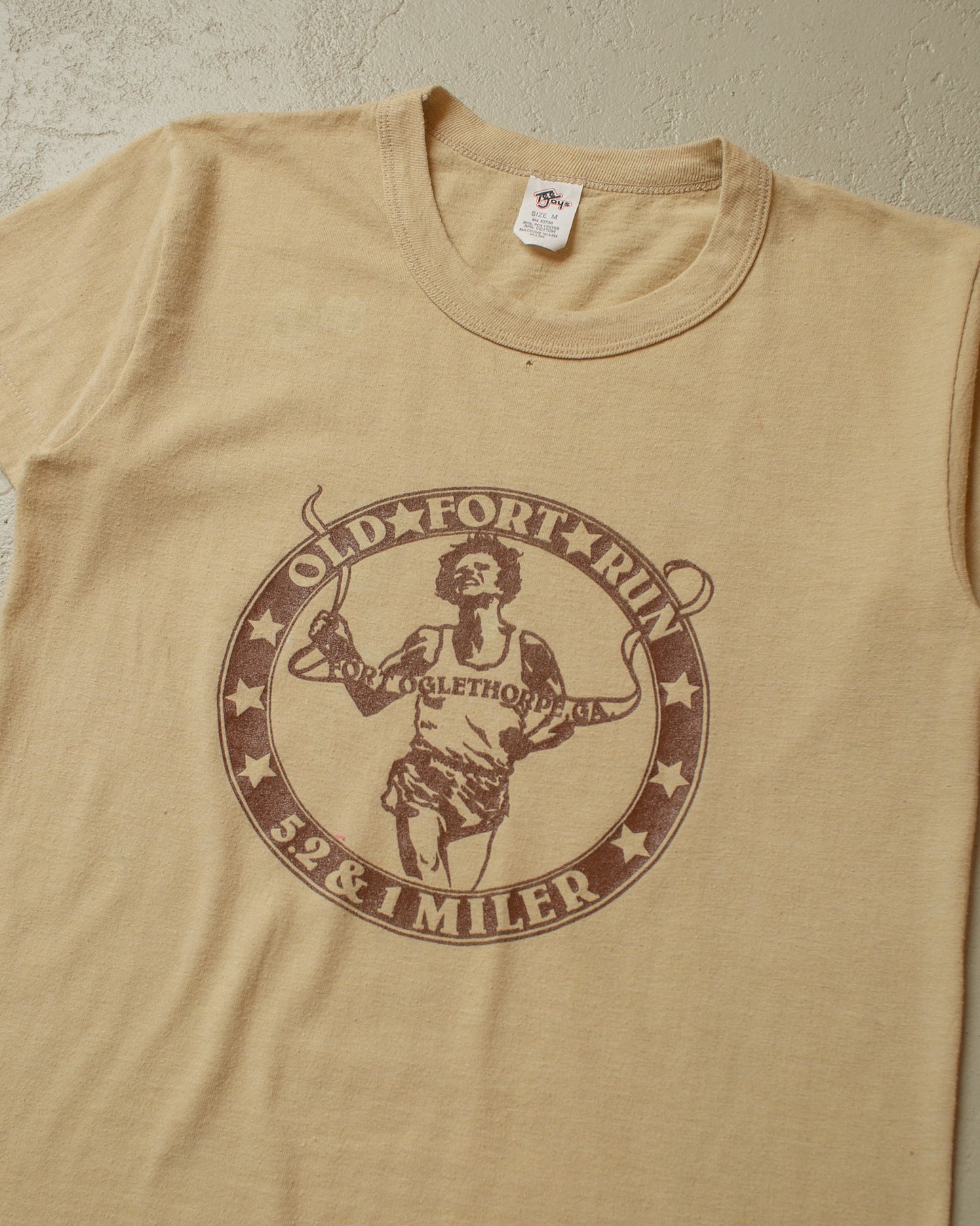 1980s Womens Old Fort Run Baby T-shirt beige - XS/S
