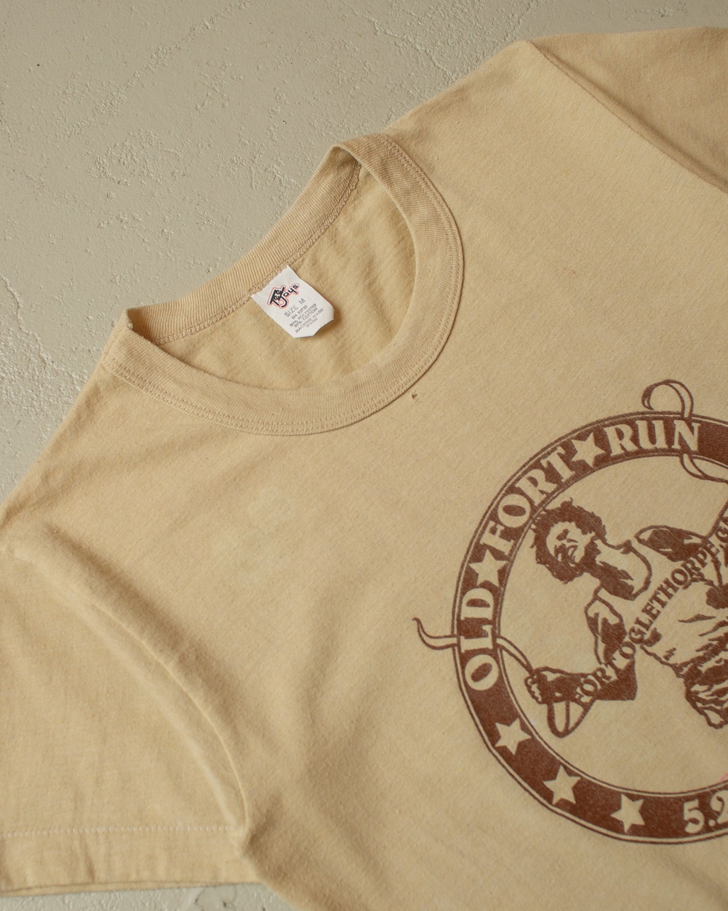 1980s Womens Old Fort Run Baby T-shirt beige - XS/S