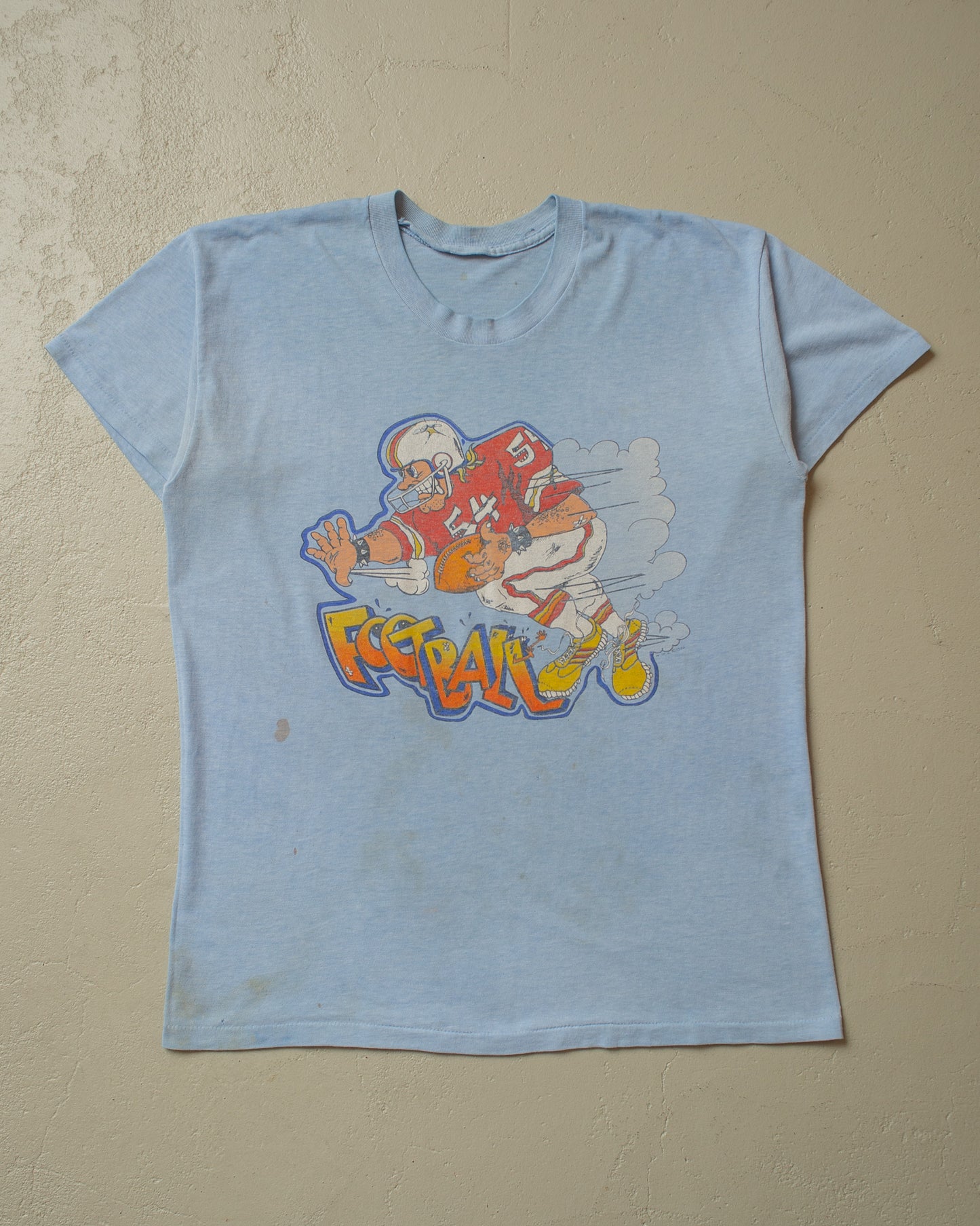 1987 stained Football T-shirt blue - M/L