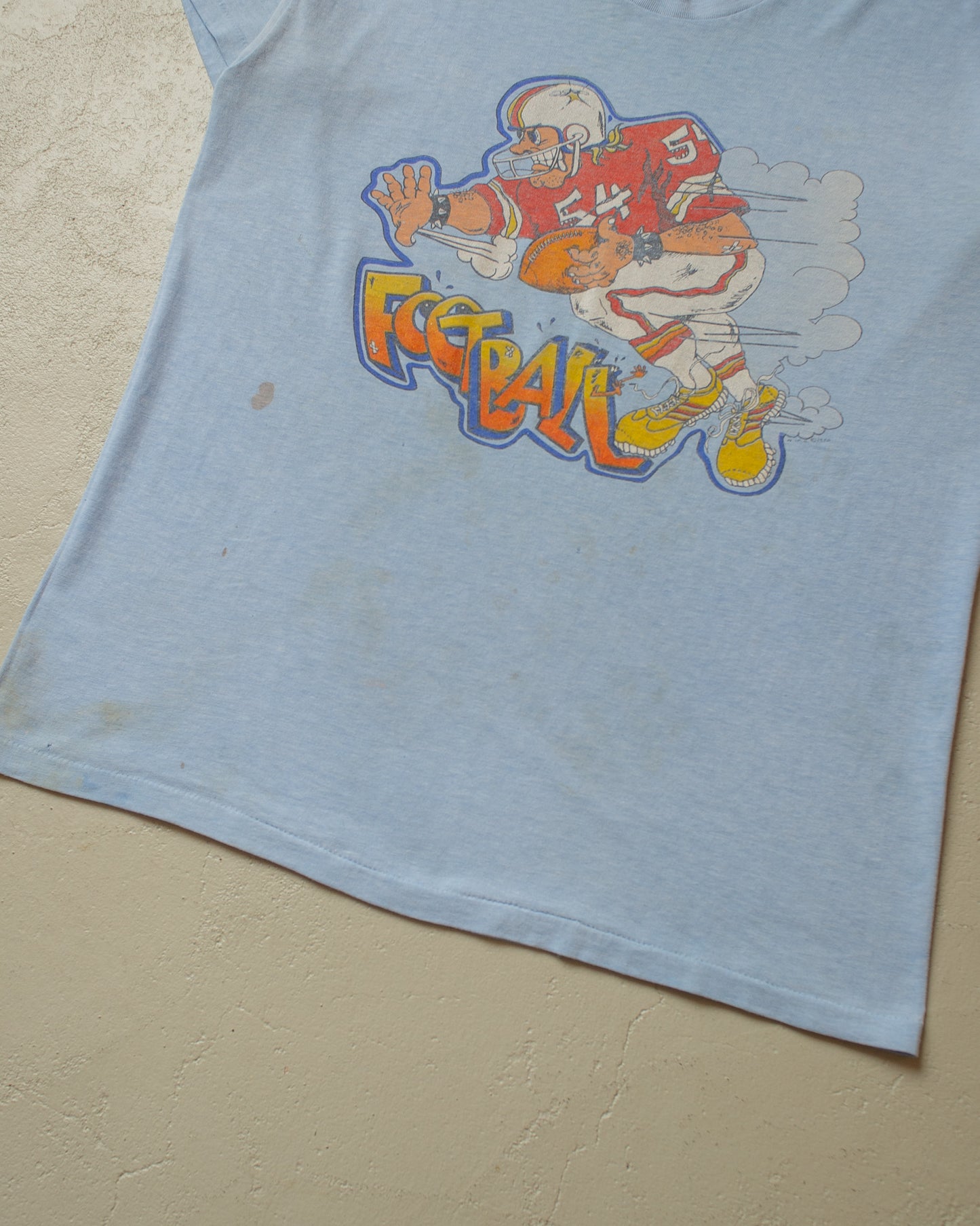1987 stained Football T-shirt blue - M/L