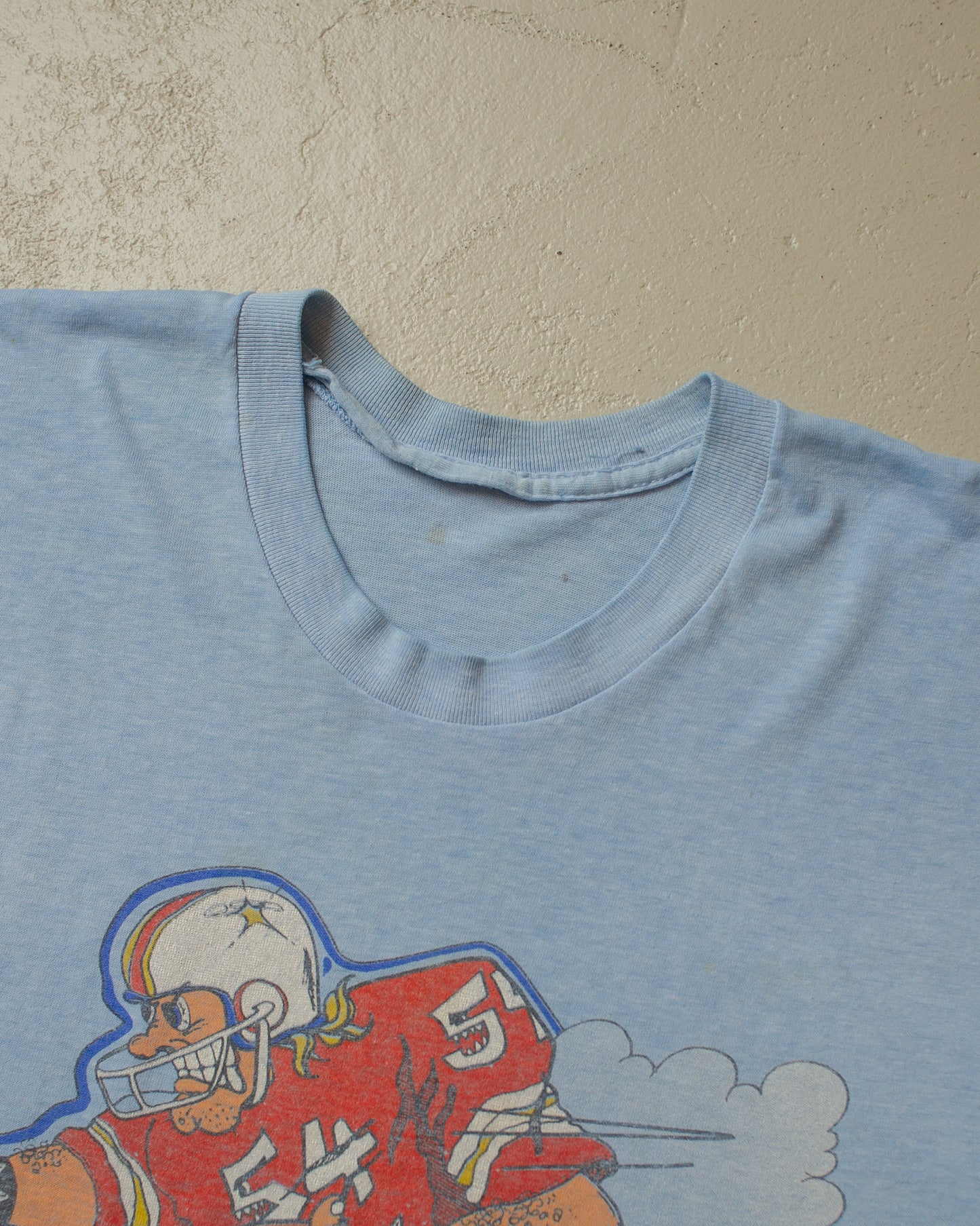 1987 stained Football T-shirt blue - M/L