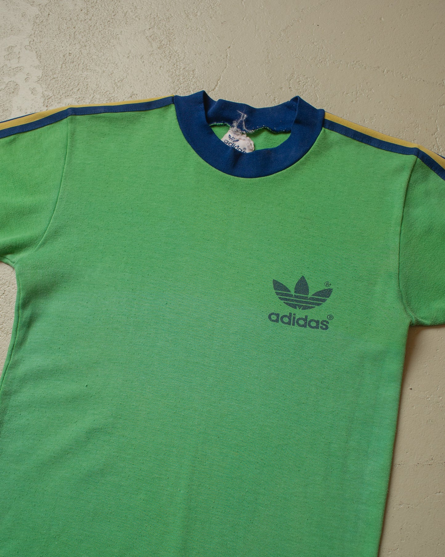 1980s Adidas Faded Ringer T-shirt green - S
