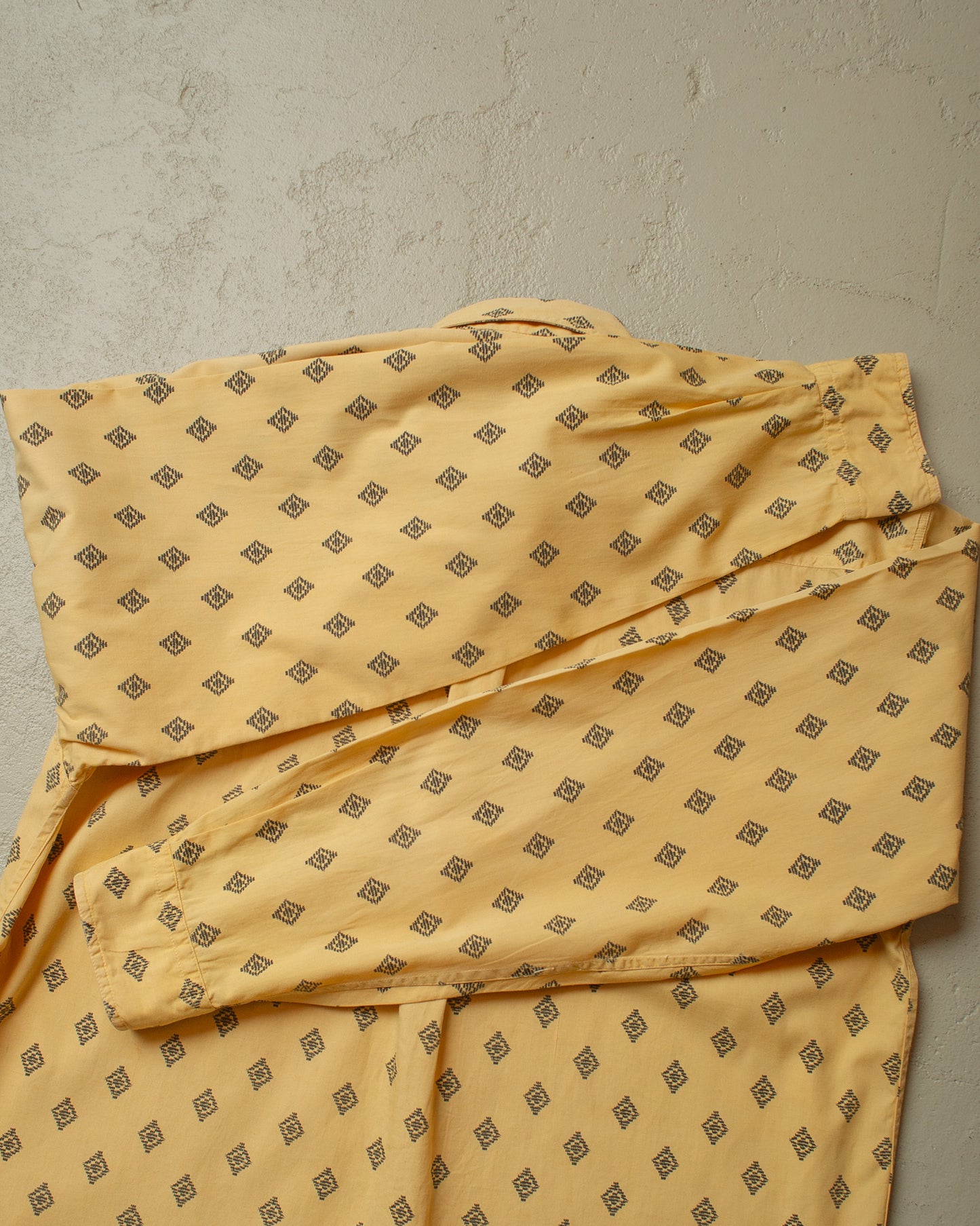 1970s/80s Point Collar Pattern Shirt mustard - L/XL