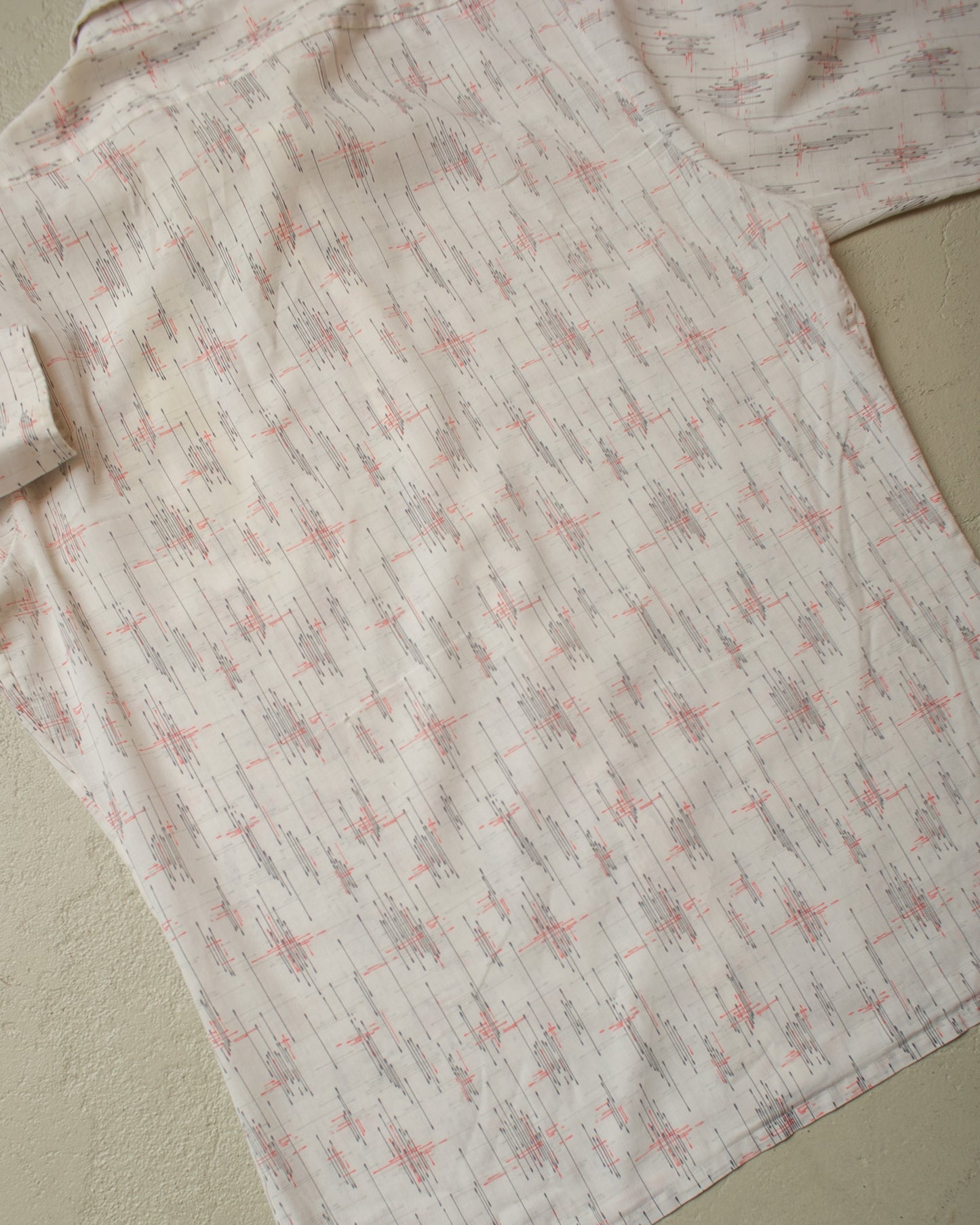 1970s Point Collar Pattern Shirt white - L
