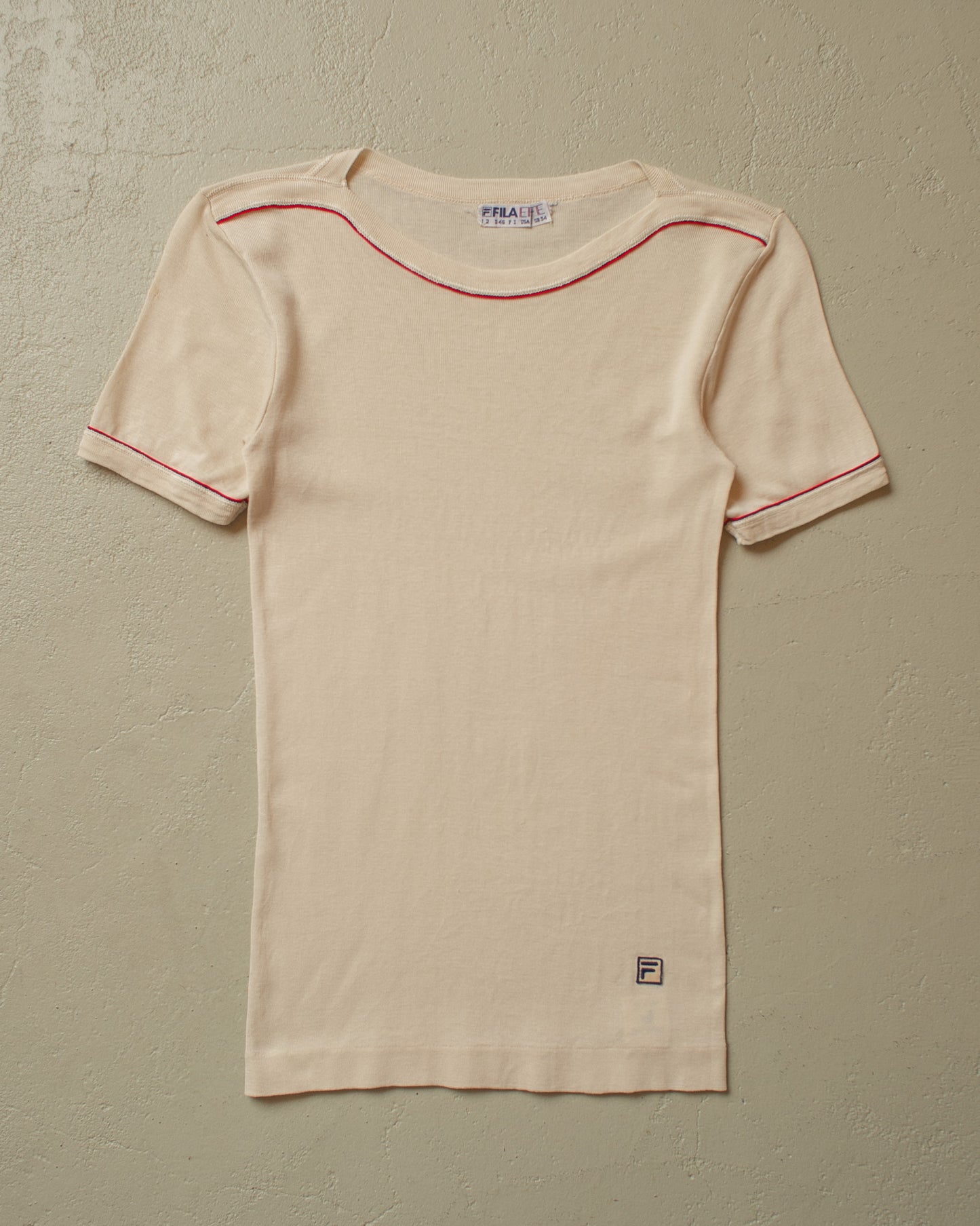 1980s Womens Fila Effe T-shirt creme - XS/S
