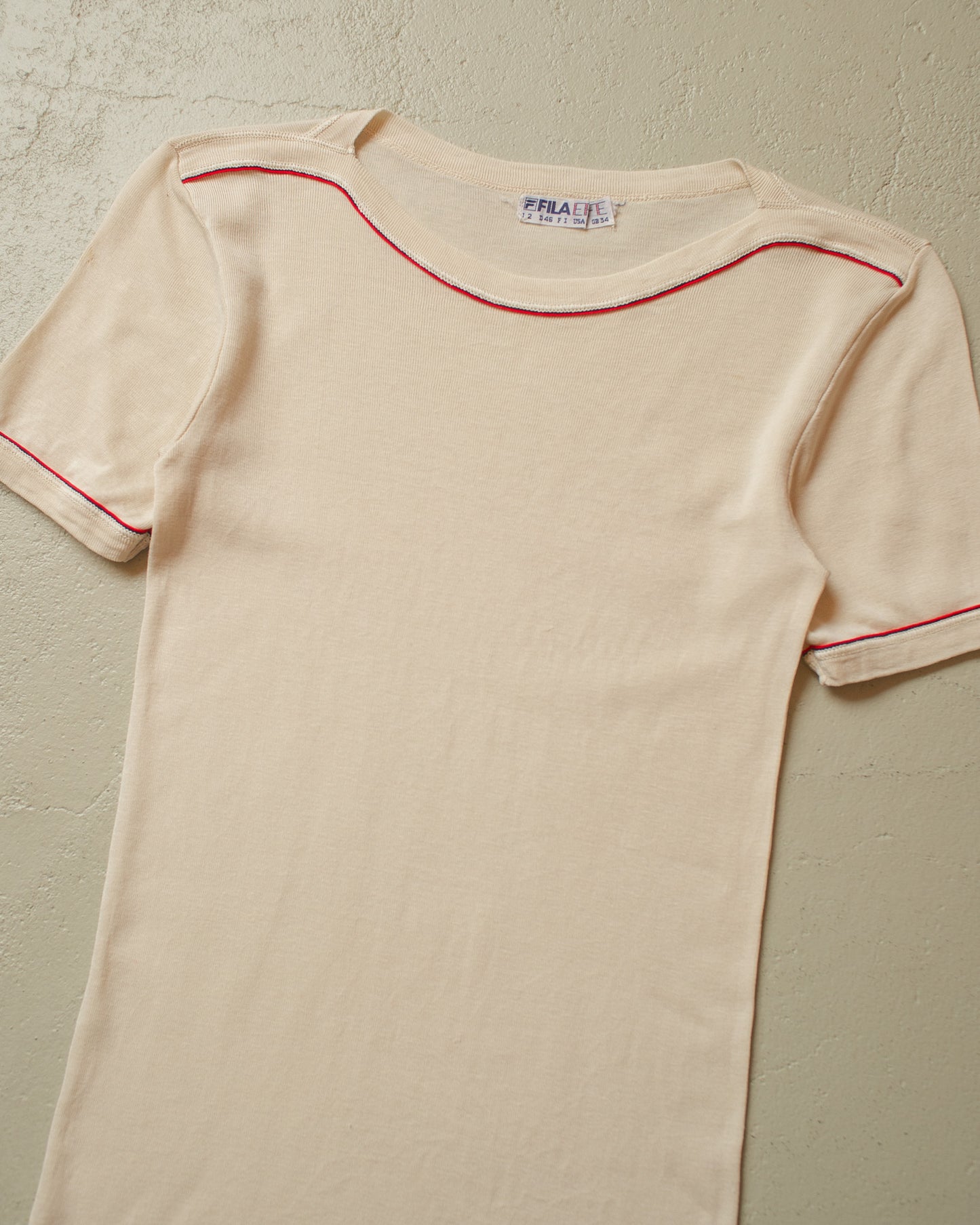 1980s Womens Fila Effe T-shirt creme - XS/S