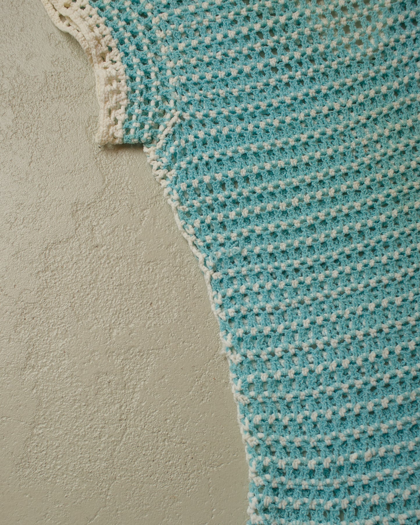 1960s/70s Womens Crochet Knit Top blue - S
