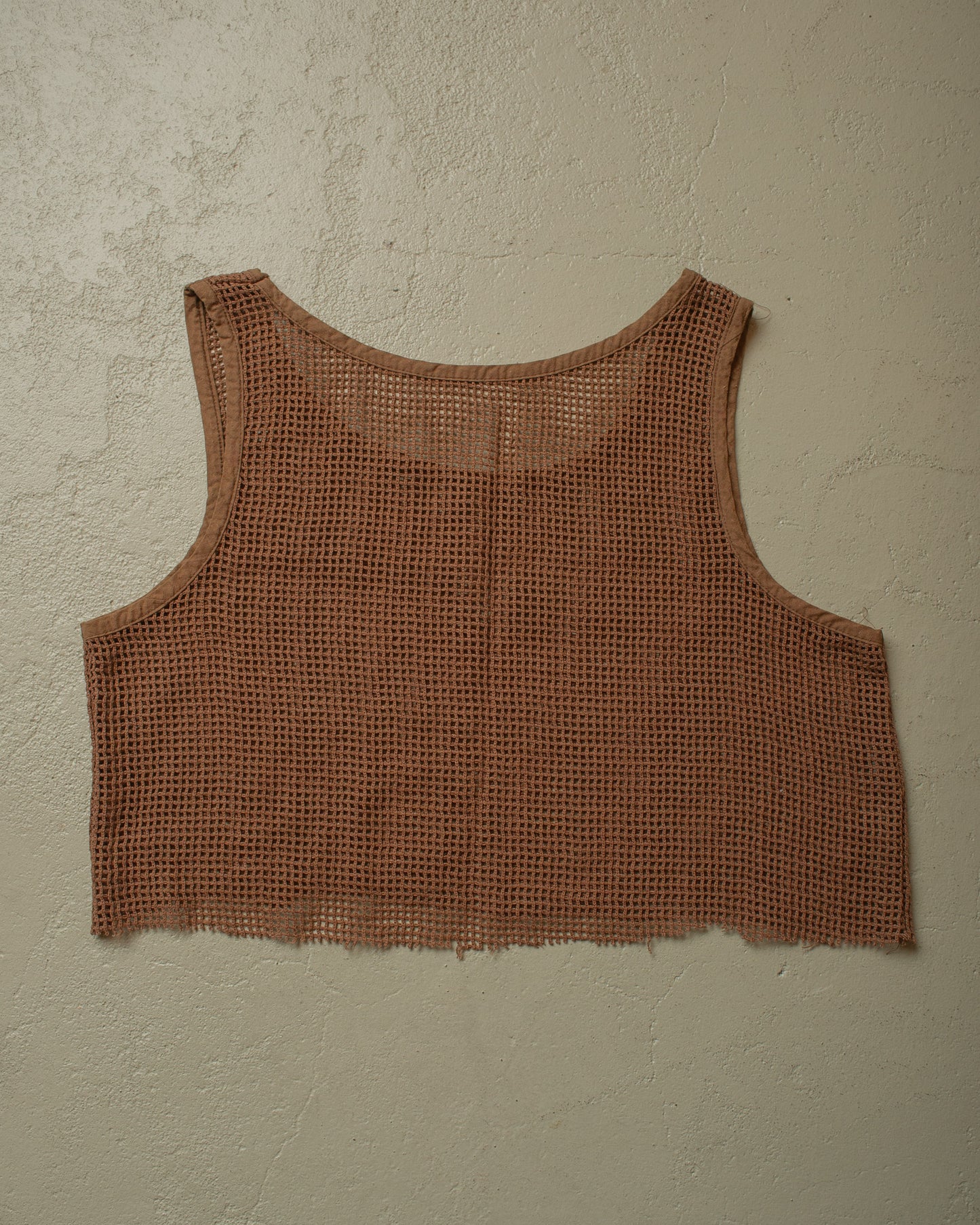 1980s/90s Cut-Off Net Top brown - M