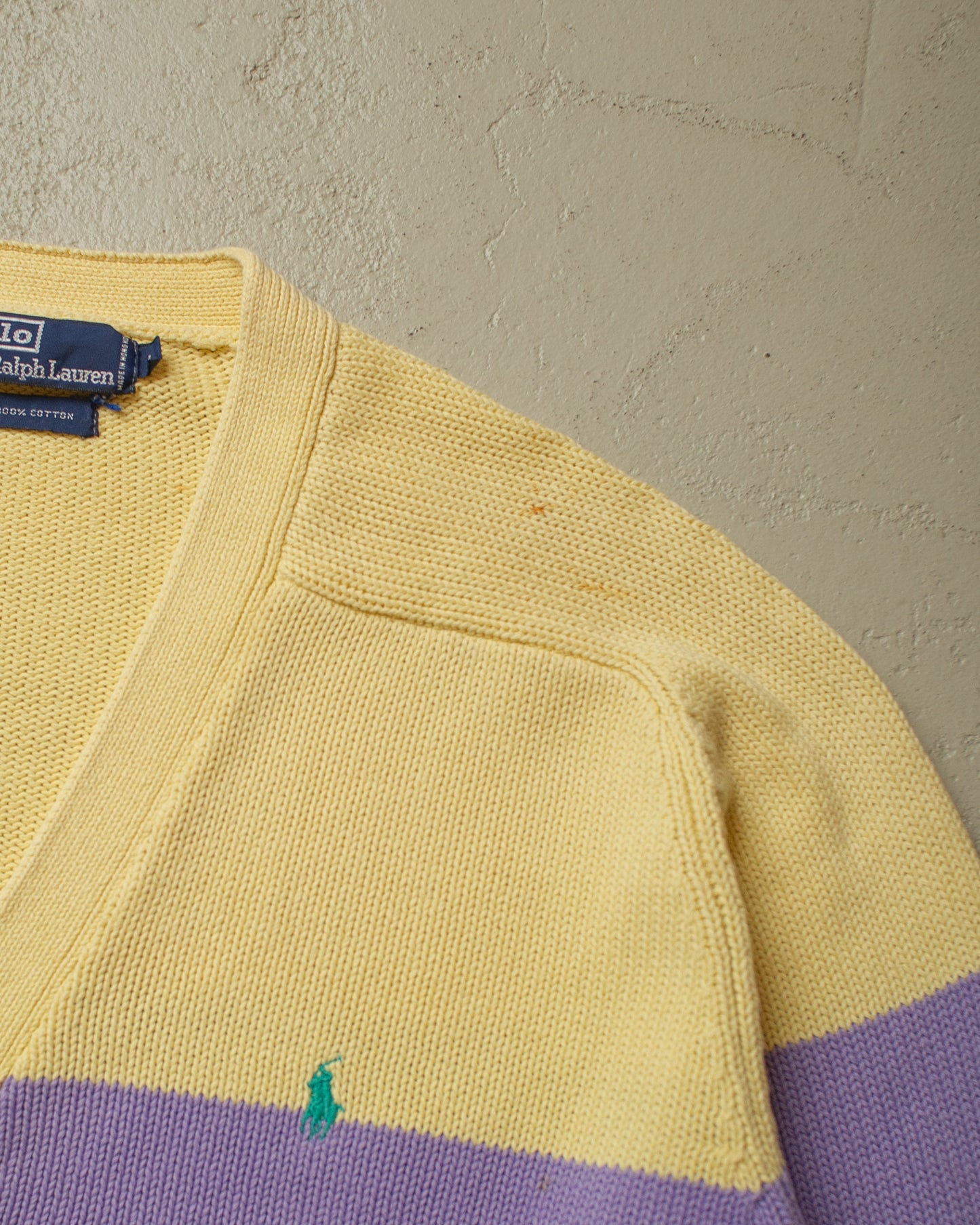 1990s Polo Ralph Lauren Multi Color Knit Cardigan - XL