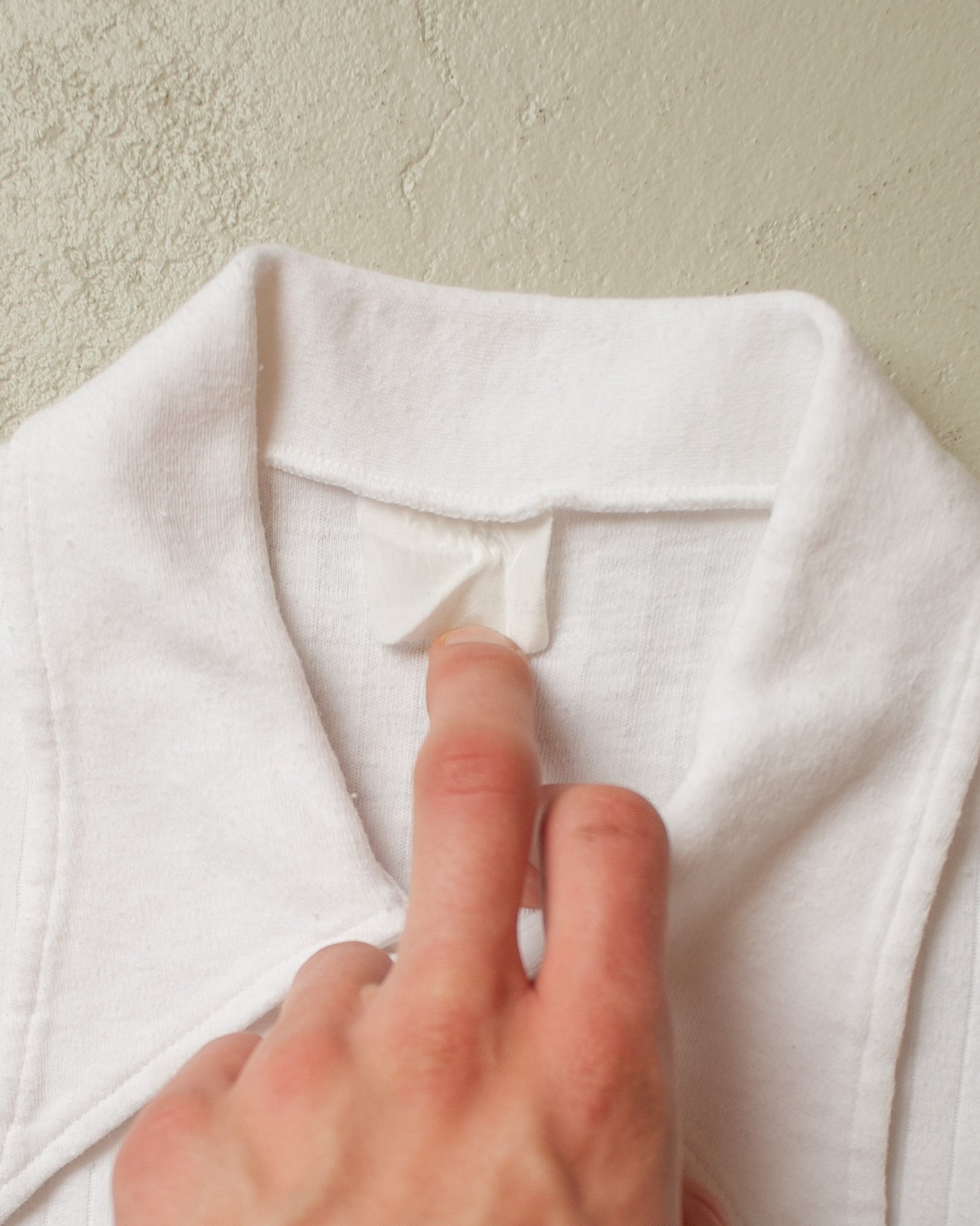1960s/70s ribbed Polo Shirt white - M