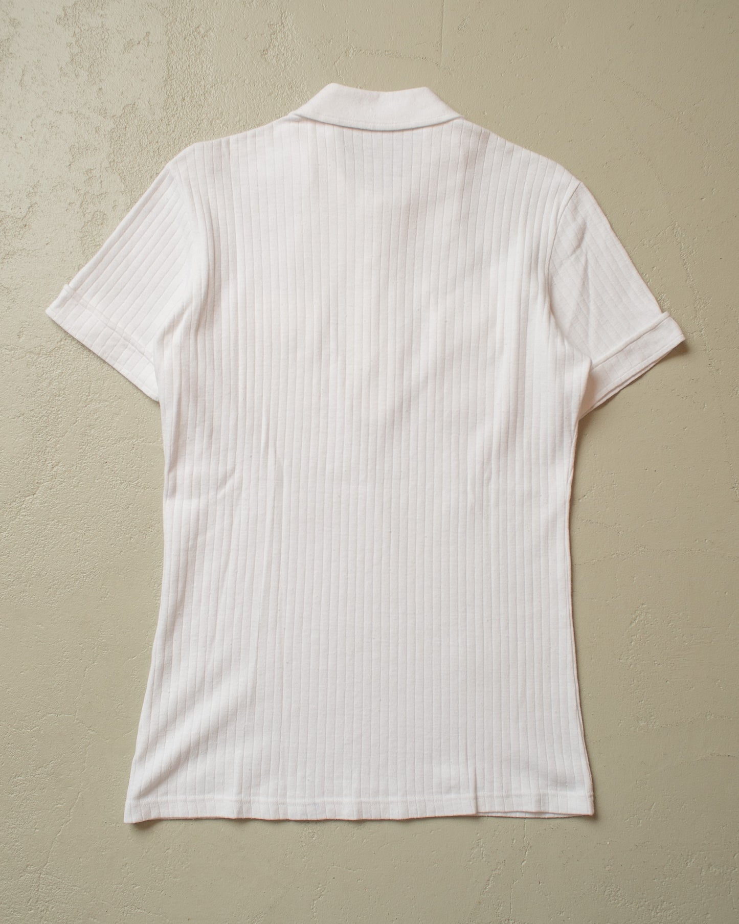 1960s/70s ribbed Polo Shirt white - M
