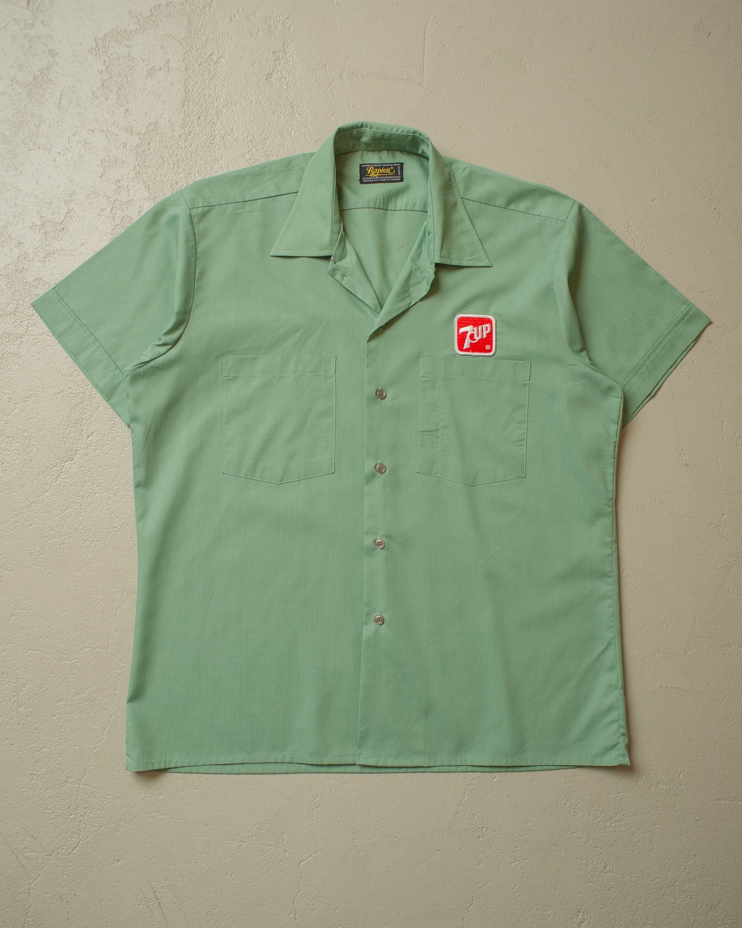 1960s/70s 7UP Sanforized Work Shirt green - L/XL