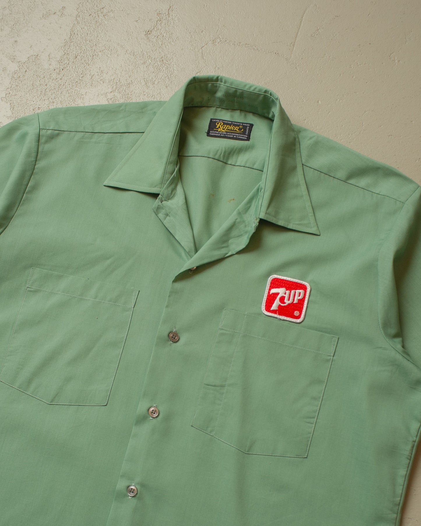 1960s/70s 7UP Sanforized Work Shirt green - L/XL