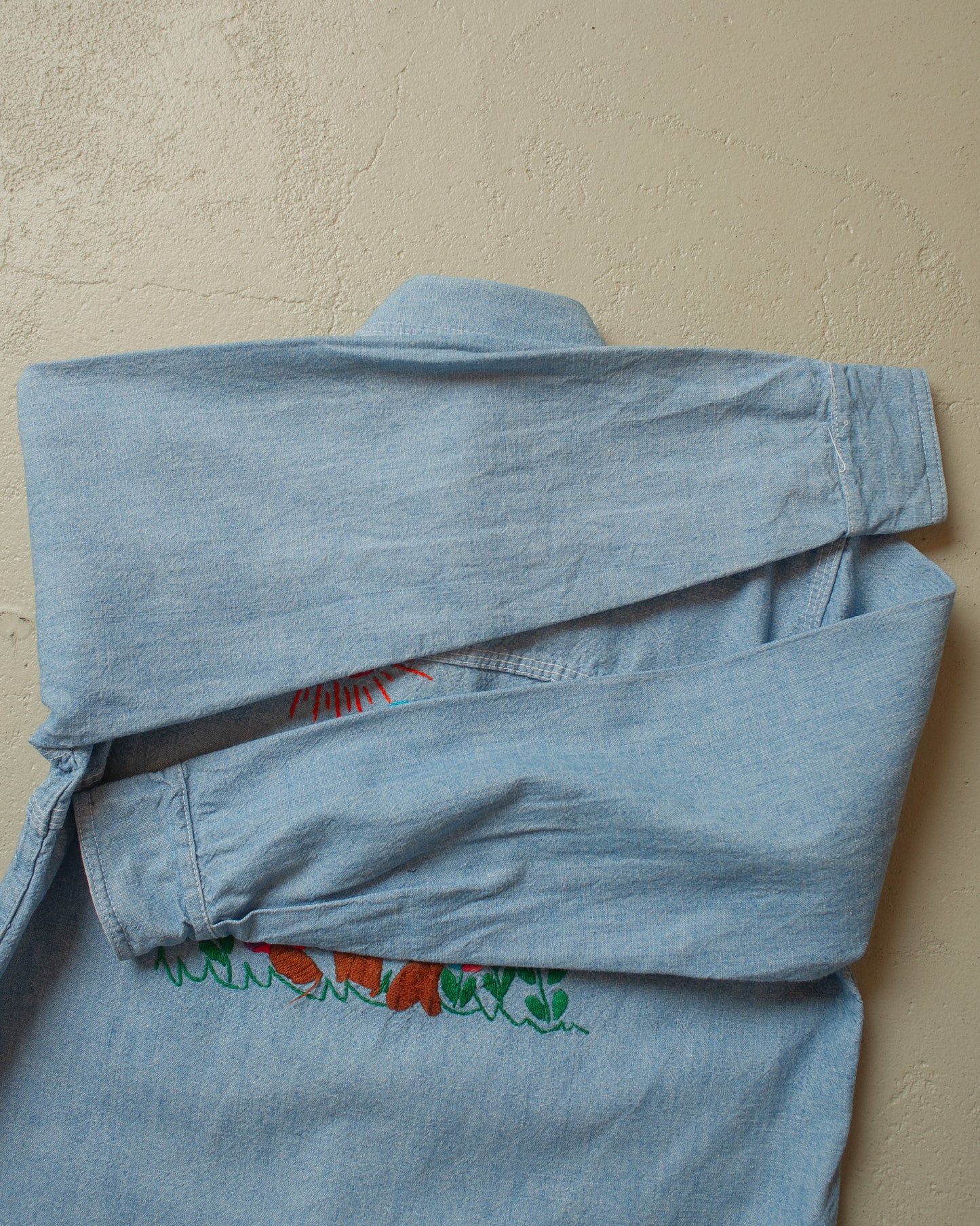 1960s El Cisne Hand Embroidered Denim Shirt blue - XS/S