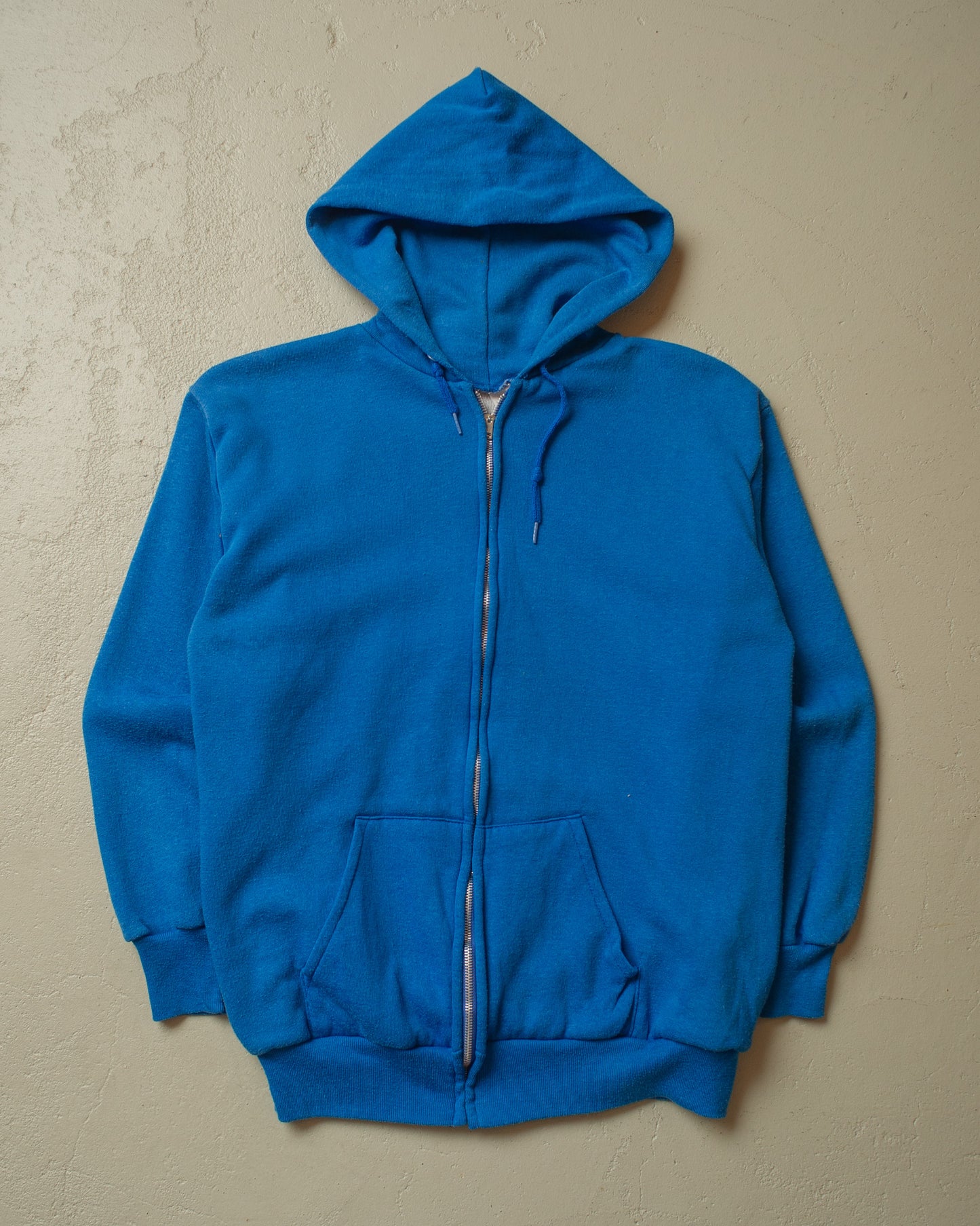 1960s Thermal Zip Up Hoodie blue - M