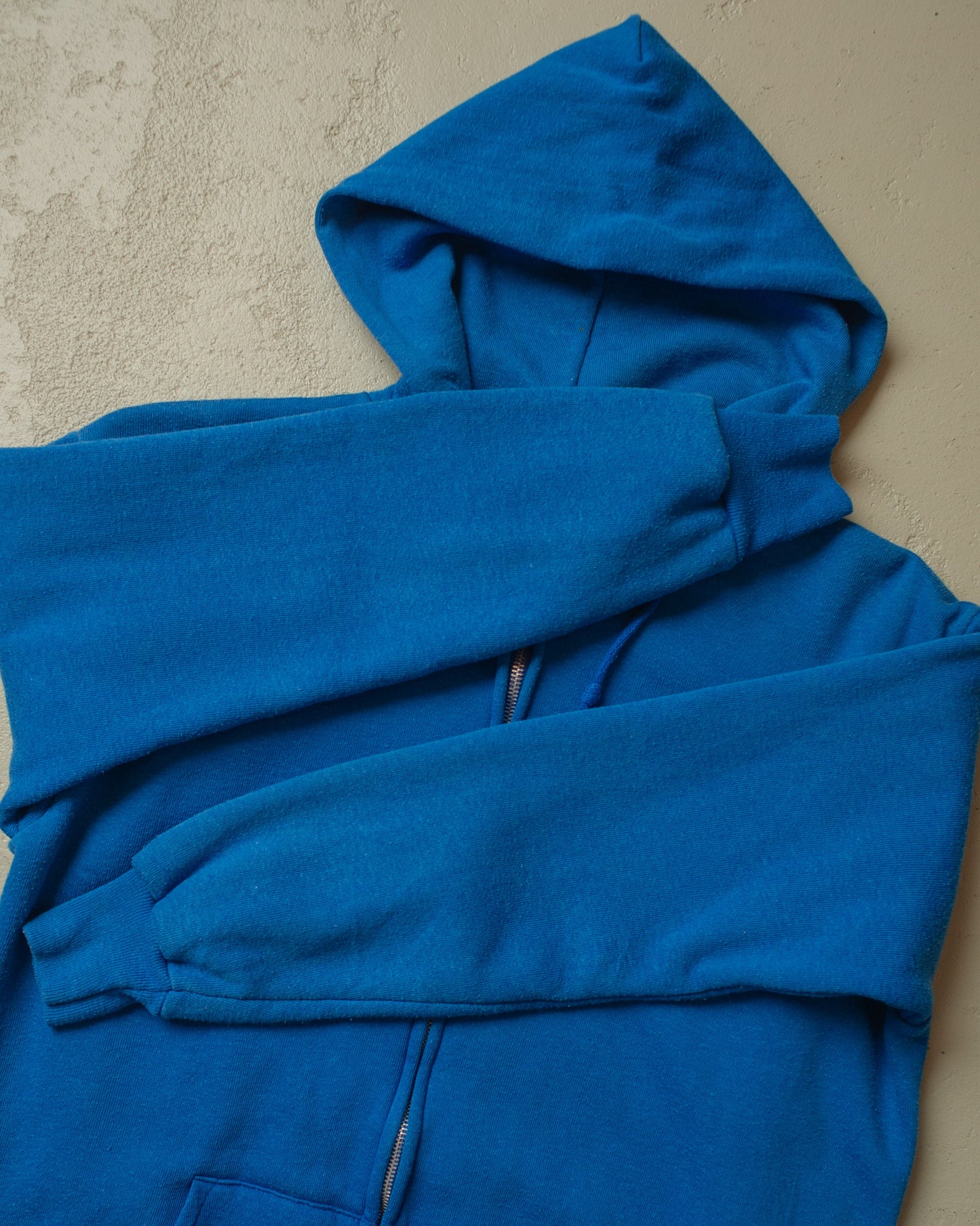 1960s Thermal Zip Up Hoodie blue - M