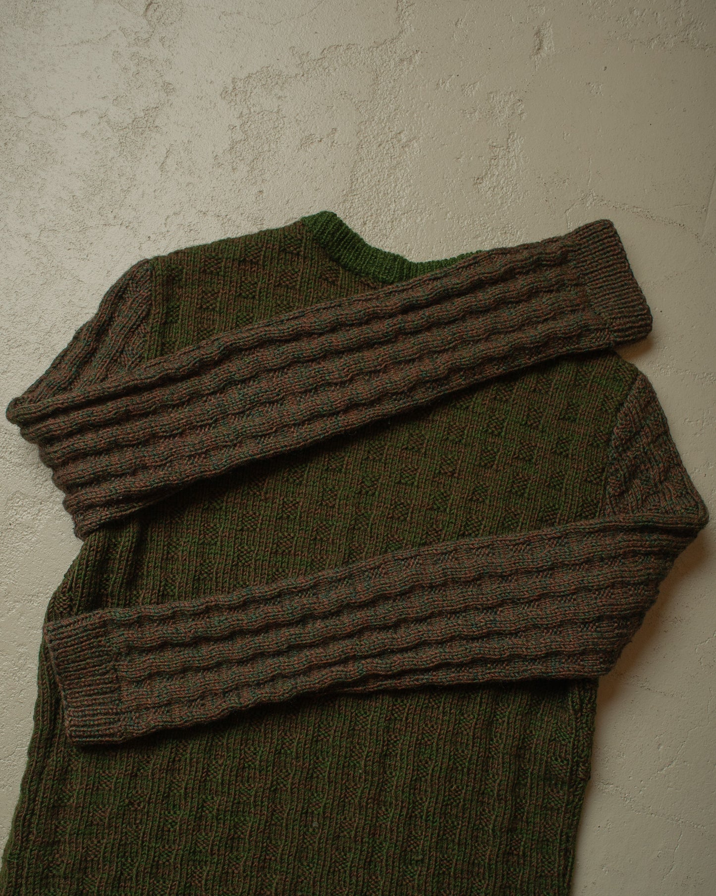 1950s German Multi Color Knit Jacket green/brown - M/L