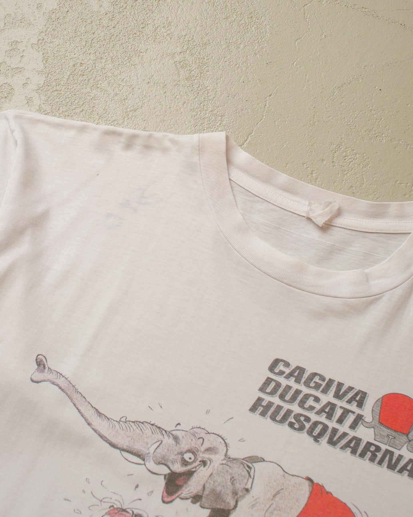 1980s signed Cagiva Company Flip T-shirt white - L/XL