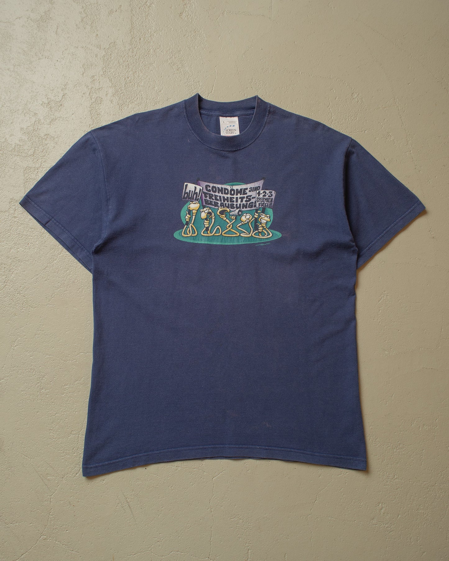 2001 "Condome sind Freiheitsberaubung" T-shirt navyblue - L