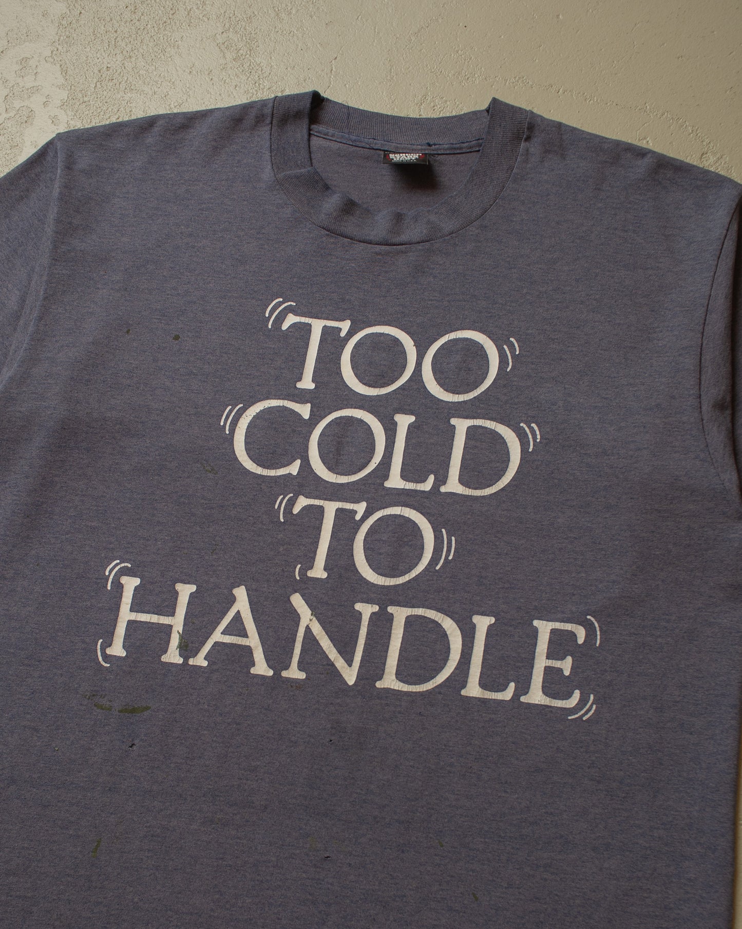 1990s distressed "Too cold to handle" Finlandia T-shirt blue - XL