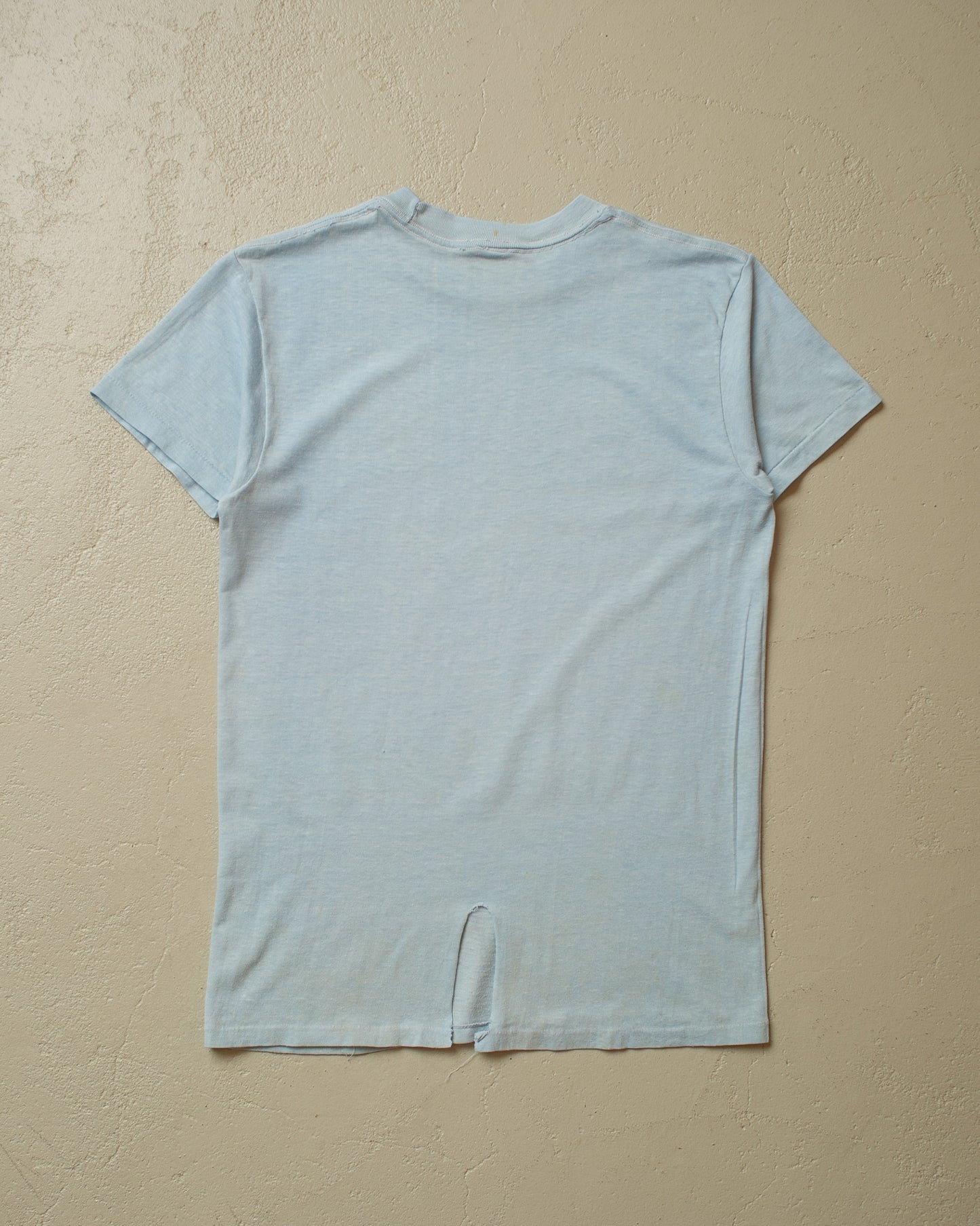 1980s distressed "getting better" T-shirt blue - XS/S