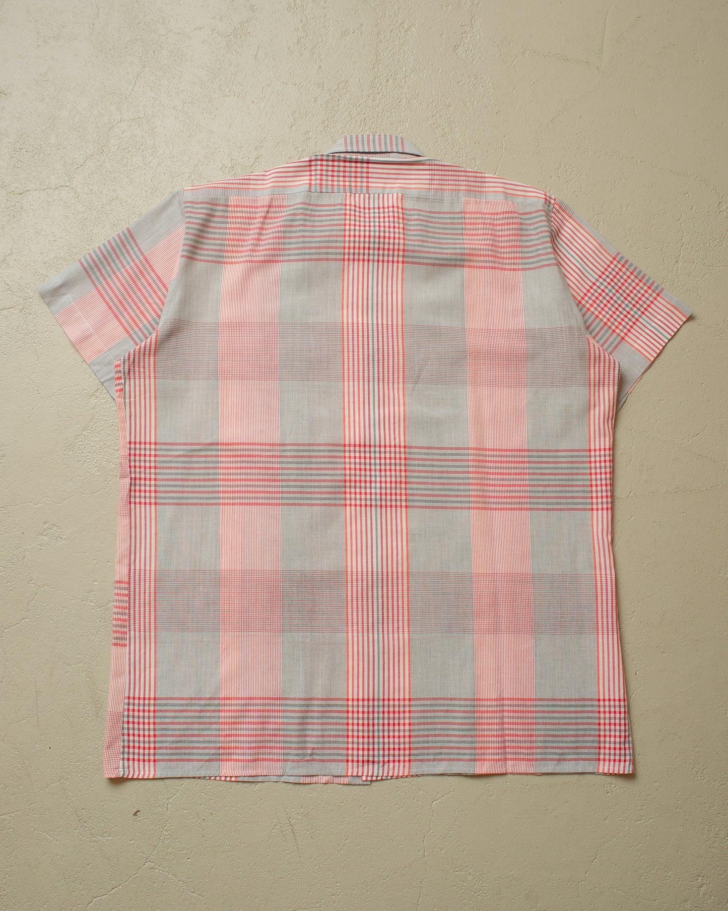 1960s unworn Marc Gibaldi checkered Short Sleeve Shirt red/grey - XL