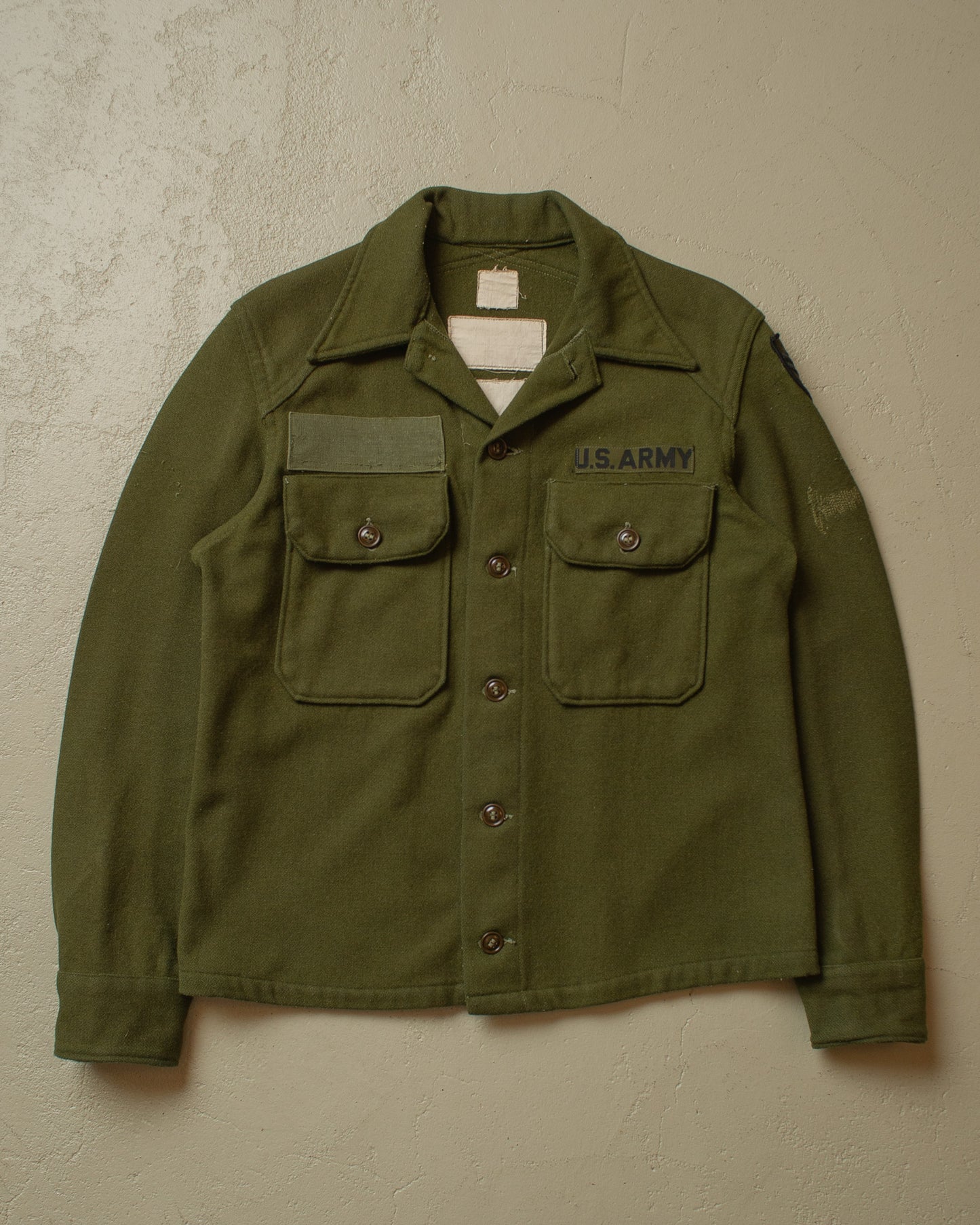 1960s US Army OG 108 Wool Field Shirt khaki - S/M