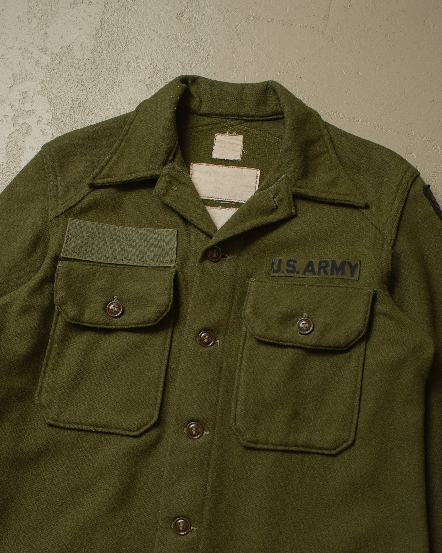 1960s US Army OG 108 Wool Field Shirt khaki - S/M