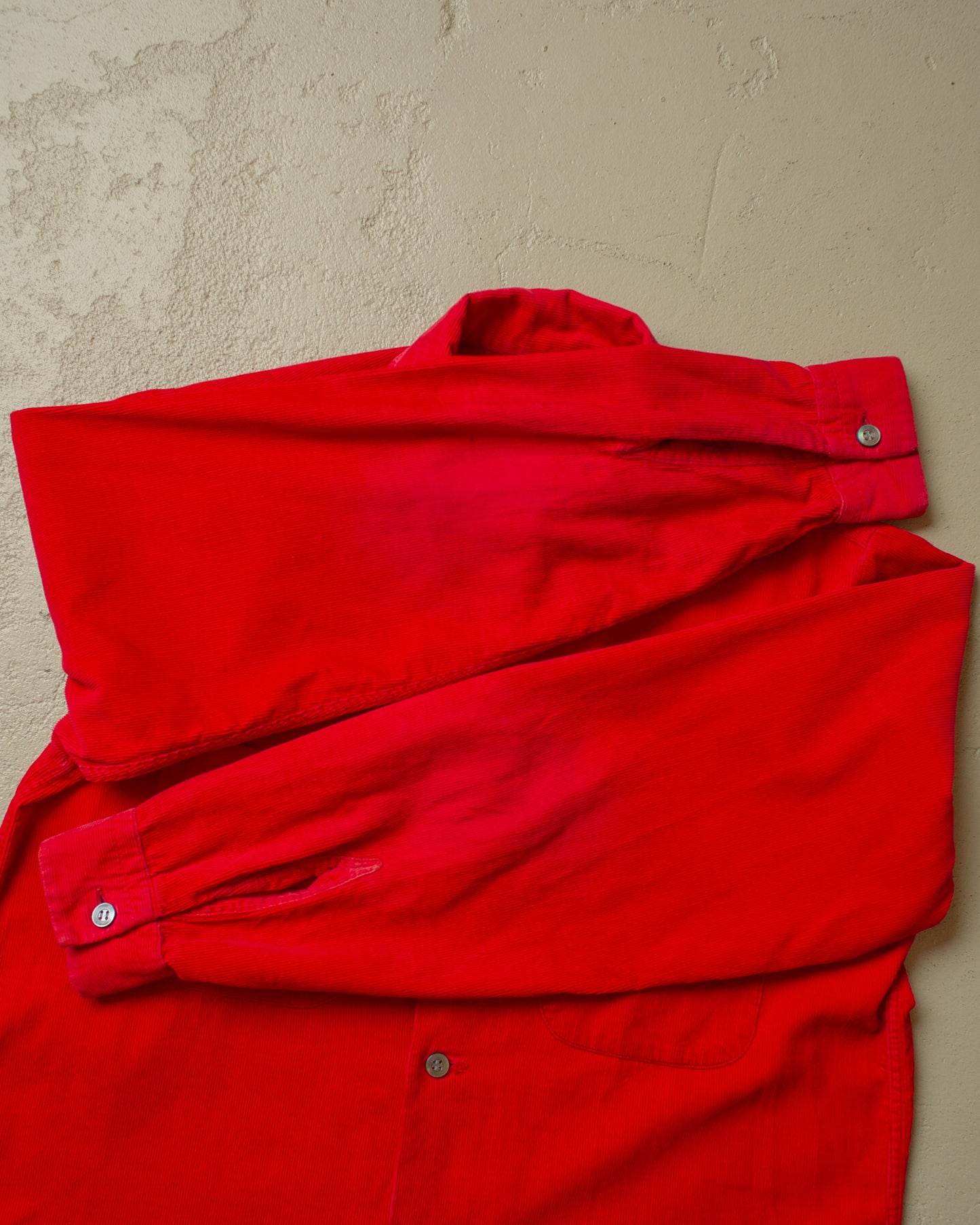 1950s Kempton Loop Collar Corduroy Shirt red - S