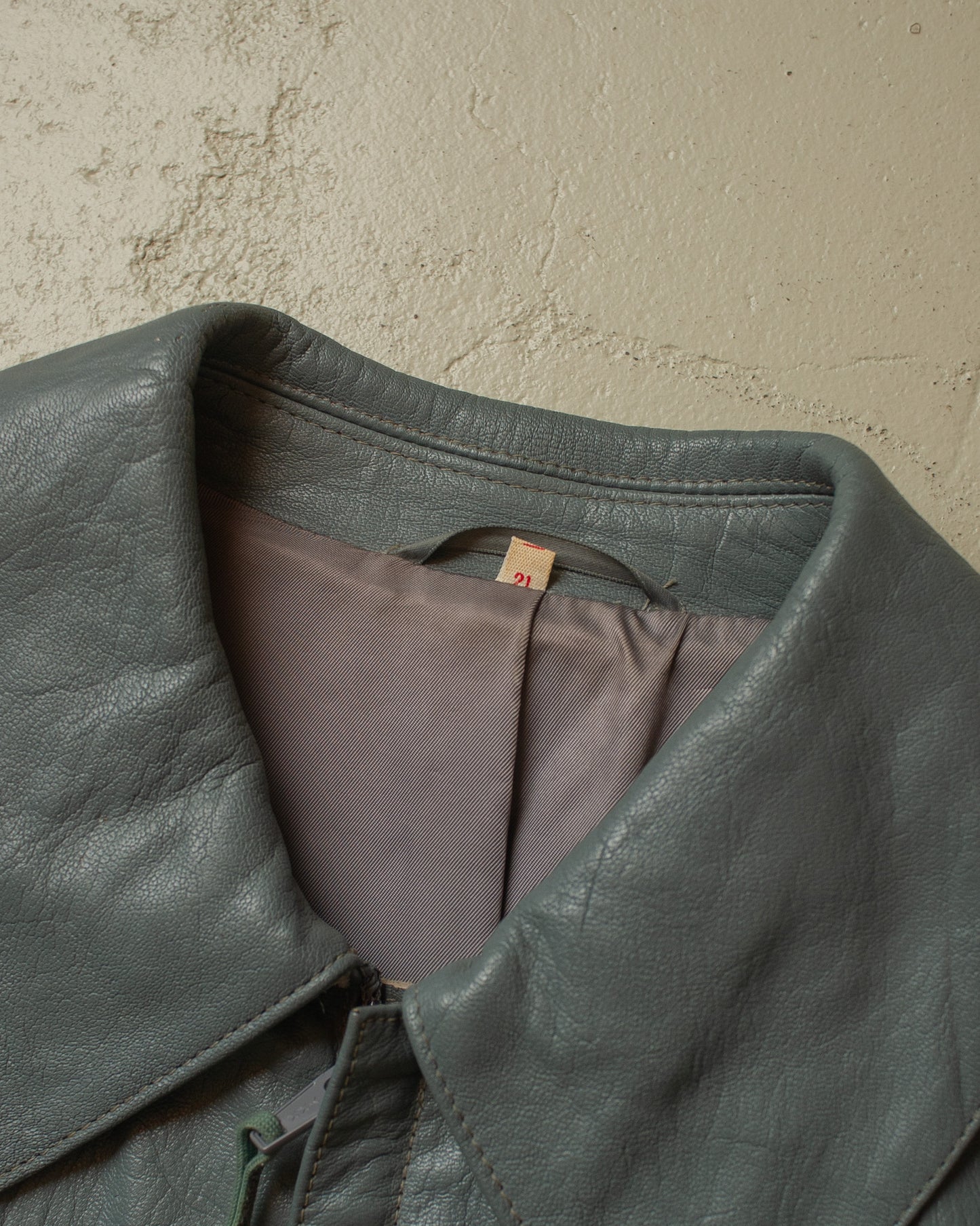 1980s German U-Boot Cowhide Leather Jacket grey - XL