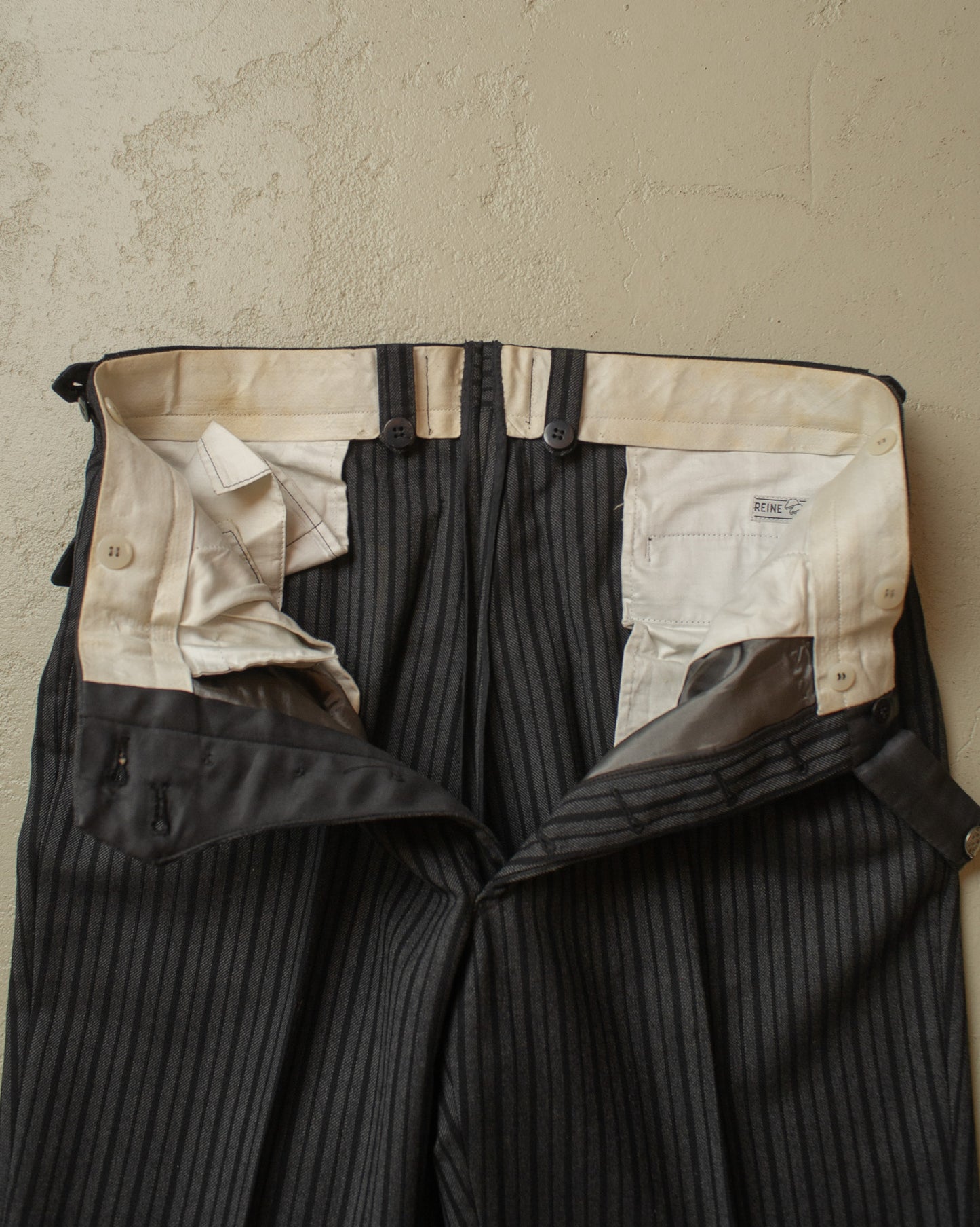 1940s German striped Morning Pants black - W33/34 L32
