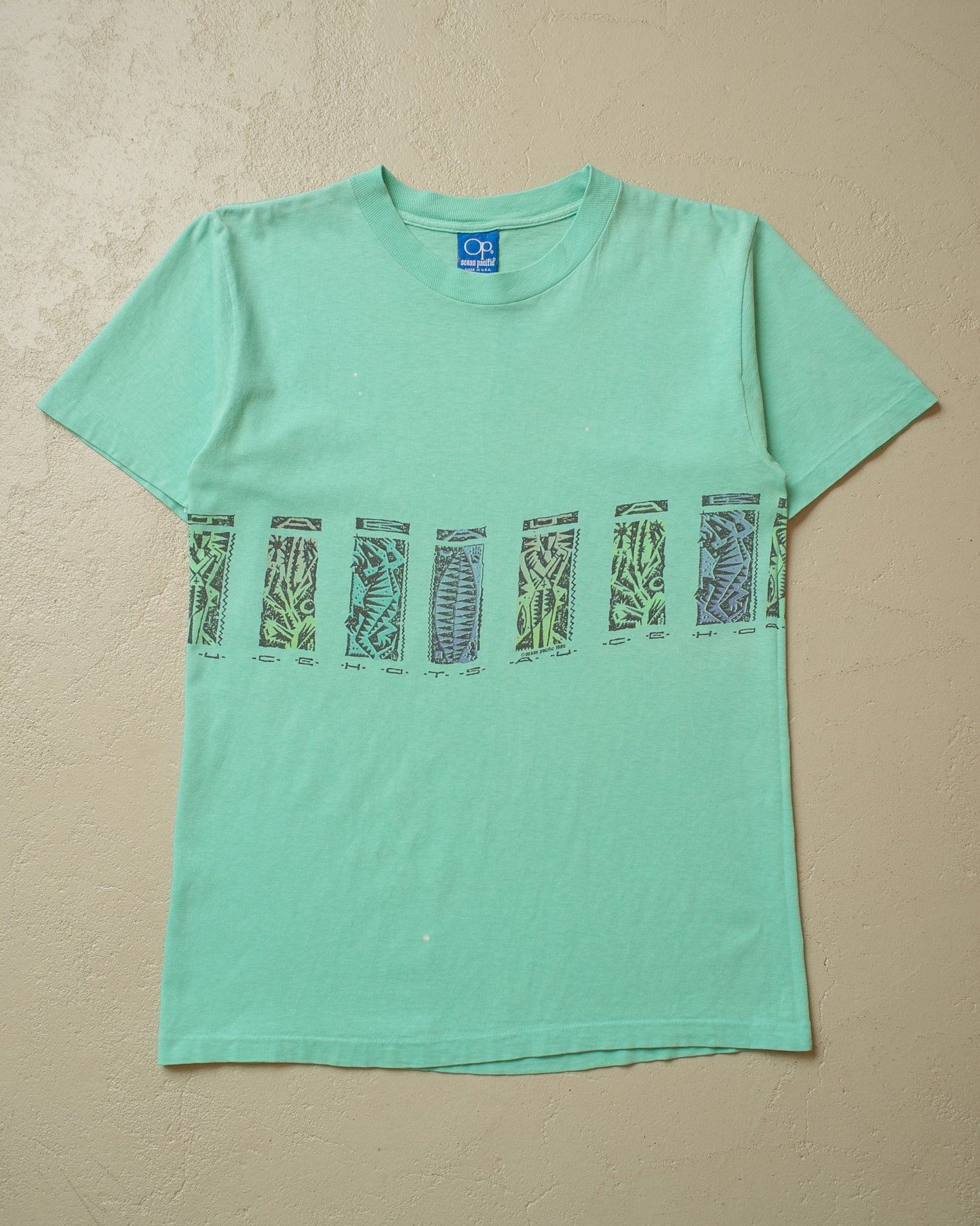 1986 Ocean Pacific Wraparound Print T-shirt green - M