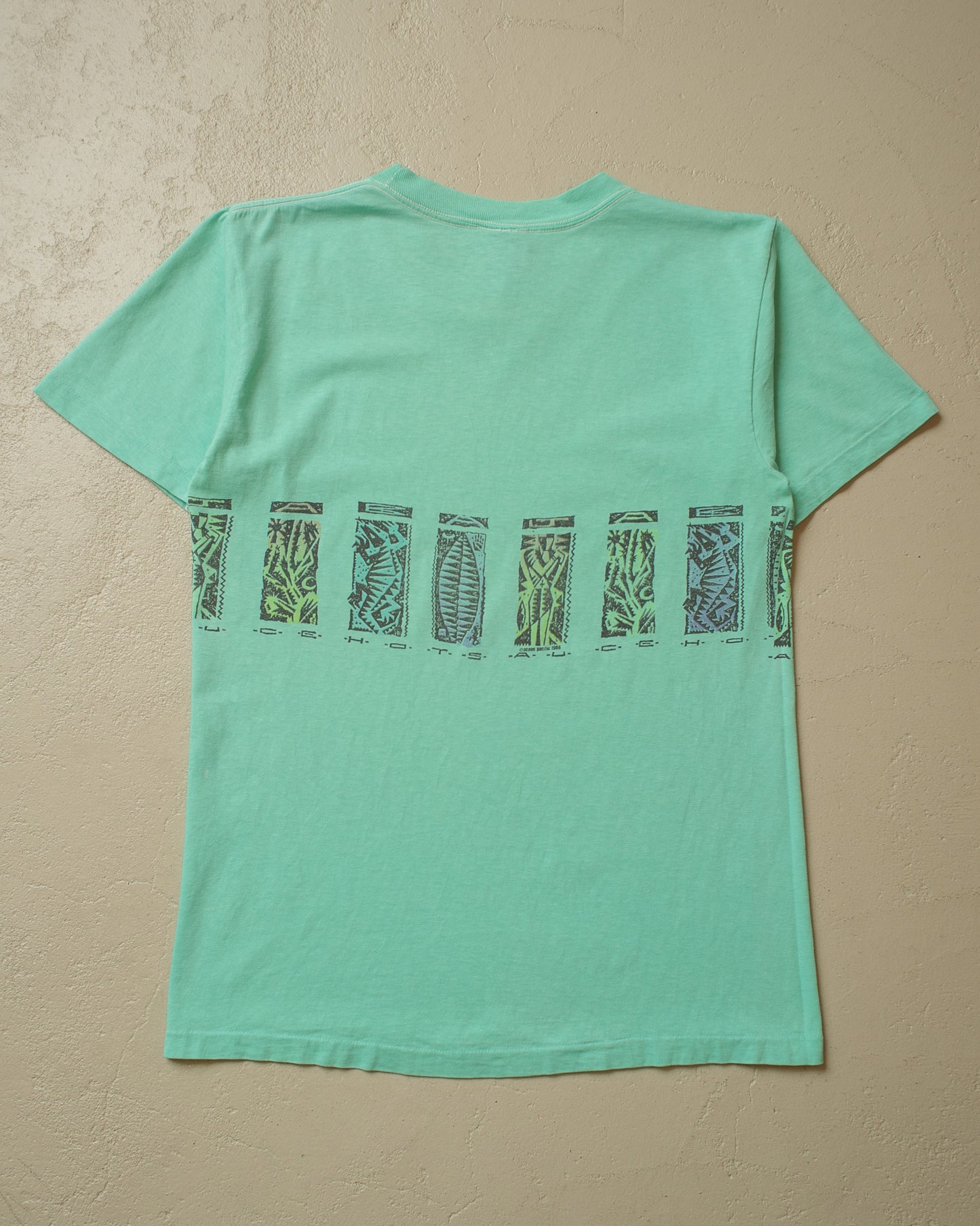 1986 Ocean Pacific Wraparound Print T-shirt green - M