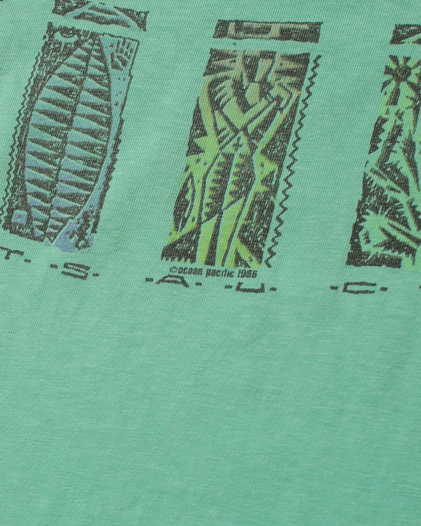 1986 Ocean Pacific Wraparound Print T-shirt green - M