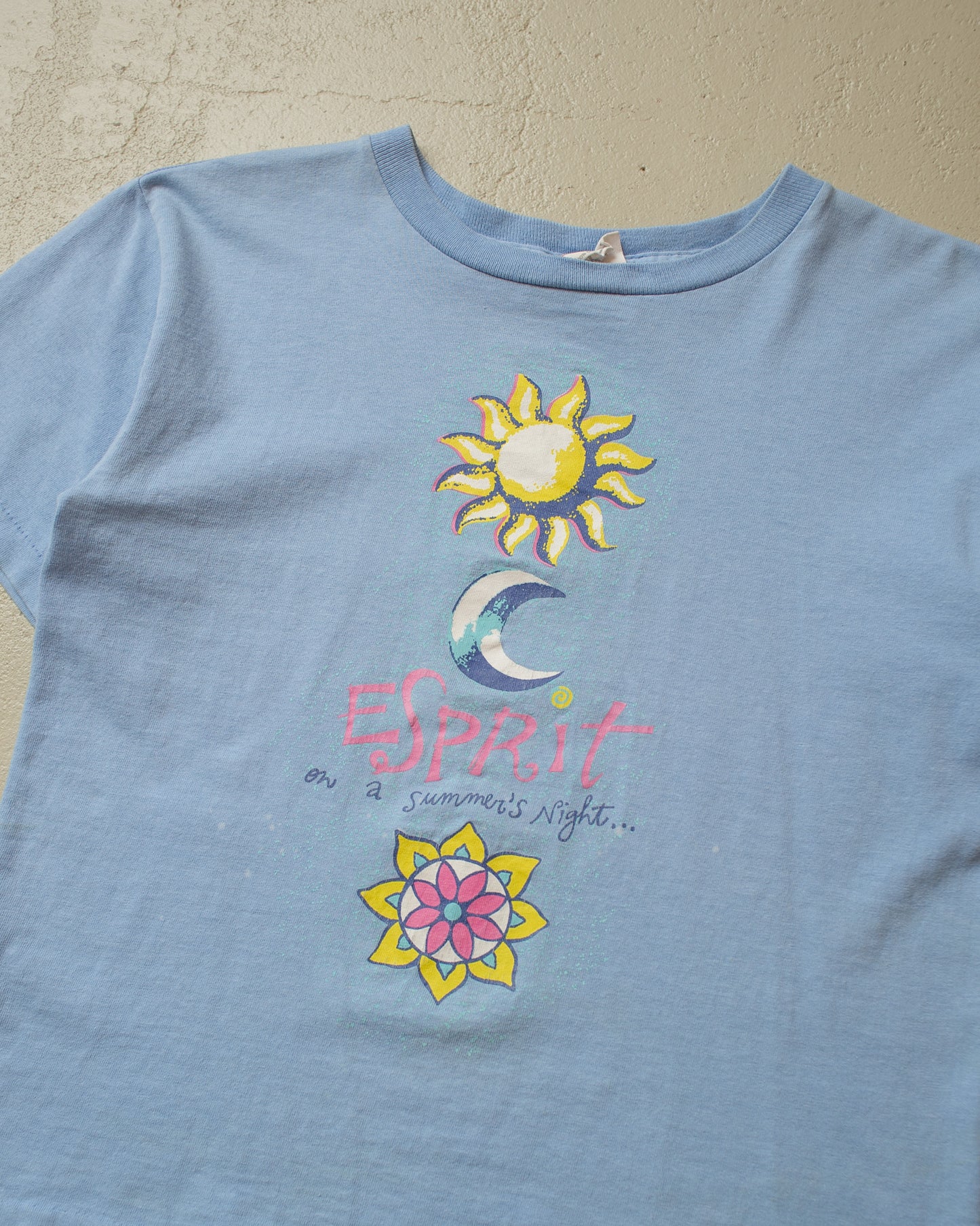 1990s Womens Esprit Baby T-shirt blue - XS/S