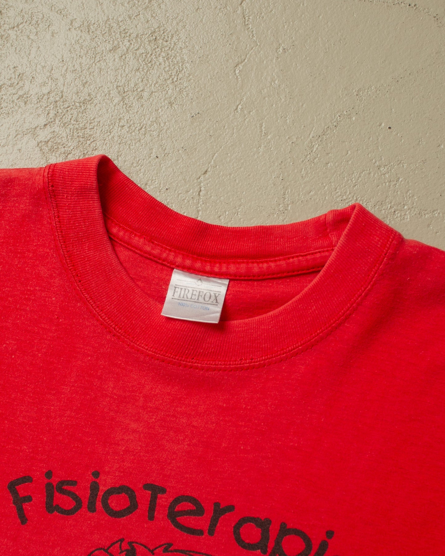 1990s distressed Fisioterapia Taz T-shirt red - M/L